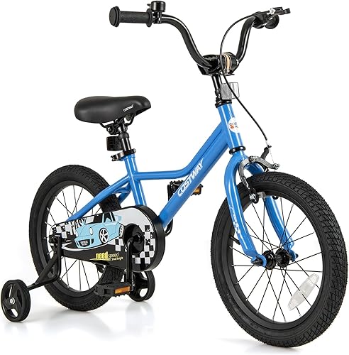 Miniatura 1 de COSTWAY Bicicleta para niños de 12, 14, 16, 18 pulgadas, bicicleta de entrenamiento para niños y niñas con ruedas de entrenamiento extraíbles,