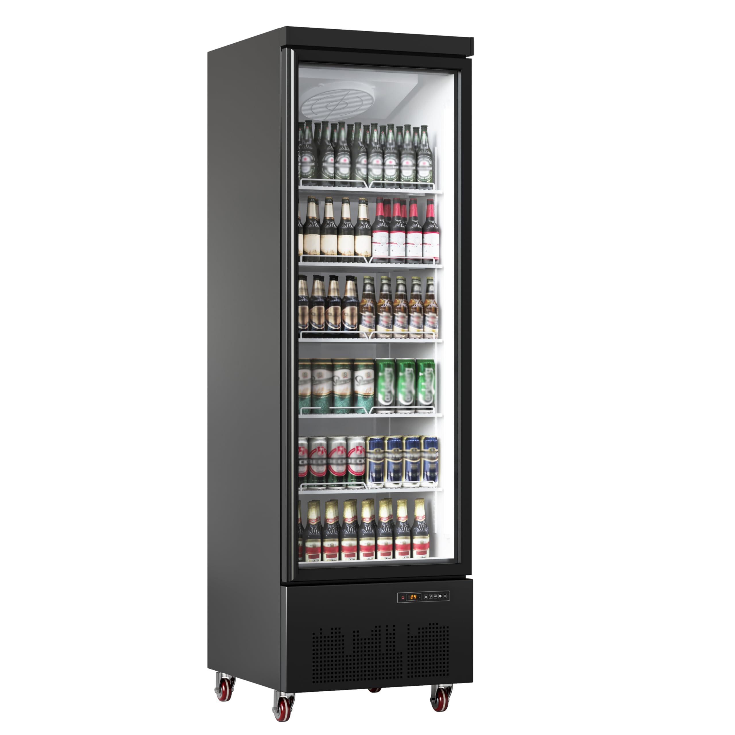 Garvee 17.6 Cu.Ft Commercial Refrigerator, LED Display Merchandiser Fridge with Glass Door for Restaurants, 5 Adjustable Shelves, Black Upright Cooler for Shop, Cafe, Baker, Black