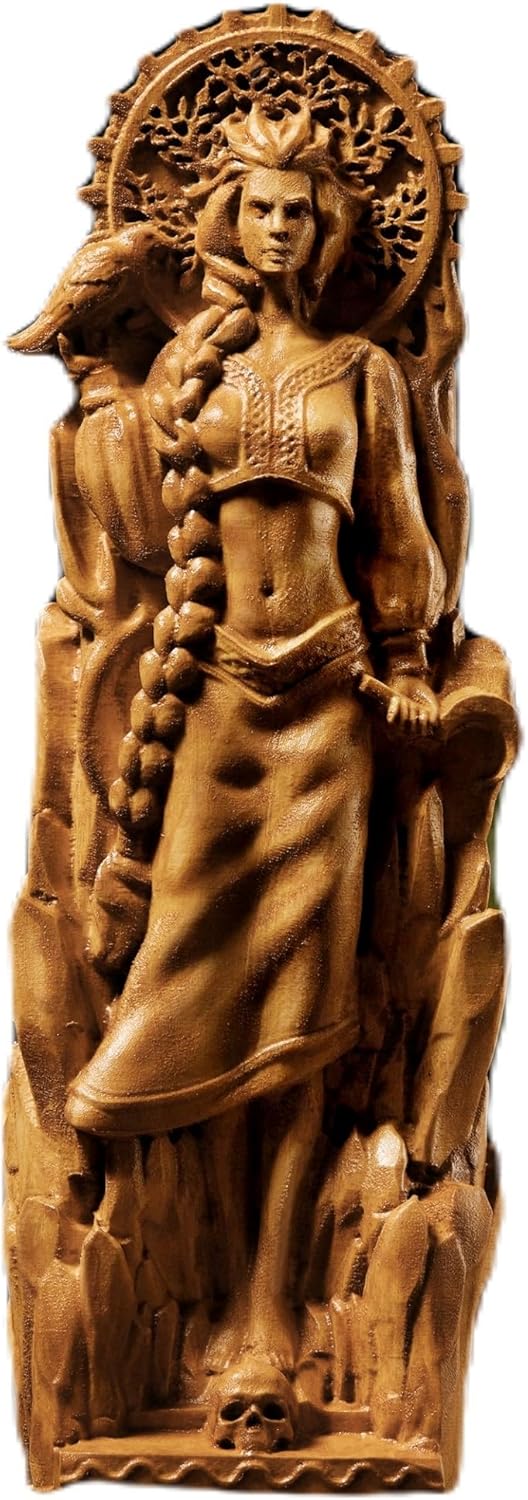 Mara Figurine,Morana Goddess of Death,Wooden Statue of Goddess，Pagan Goddess Slavic Art, Wiccan, Altar, Creative Desktop Decorations (Black)