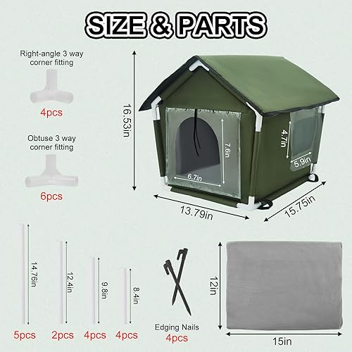 Miniatura 2 de Casa para gatos al aire libre, resistente a la intemperie, casa para gatos al aire libre, casa para gatos con alfombrilla y clavos para exteriores,