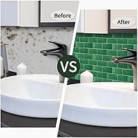 Vista 9 de Mosaicos 3D autoadhesivos para cocina, baño y tocador, 10 hojas de alta calidad, paneles decorativos impermeables (12 x 10) (verde pavo real)
