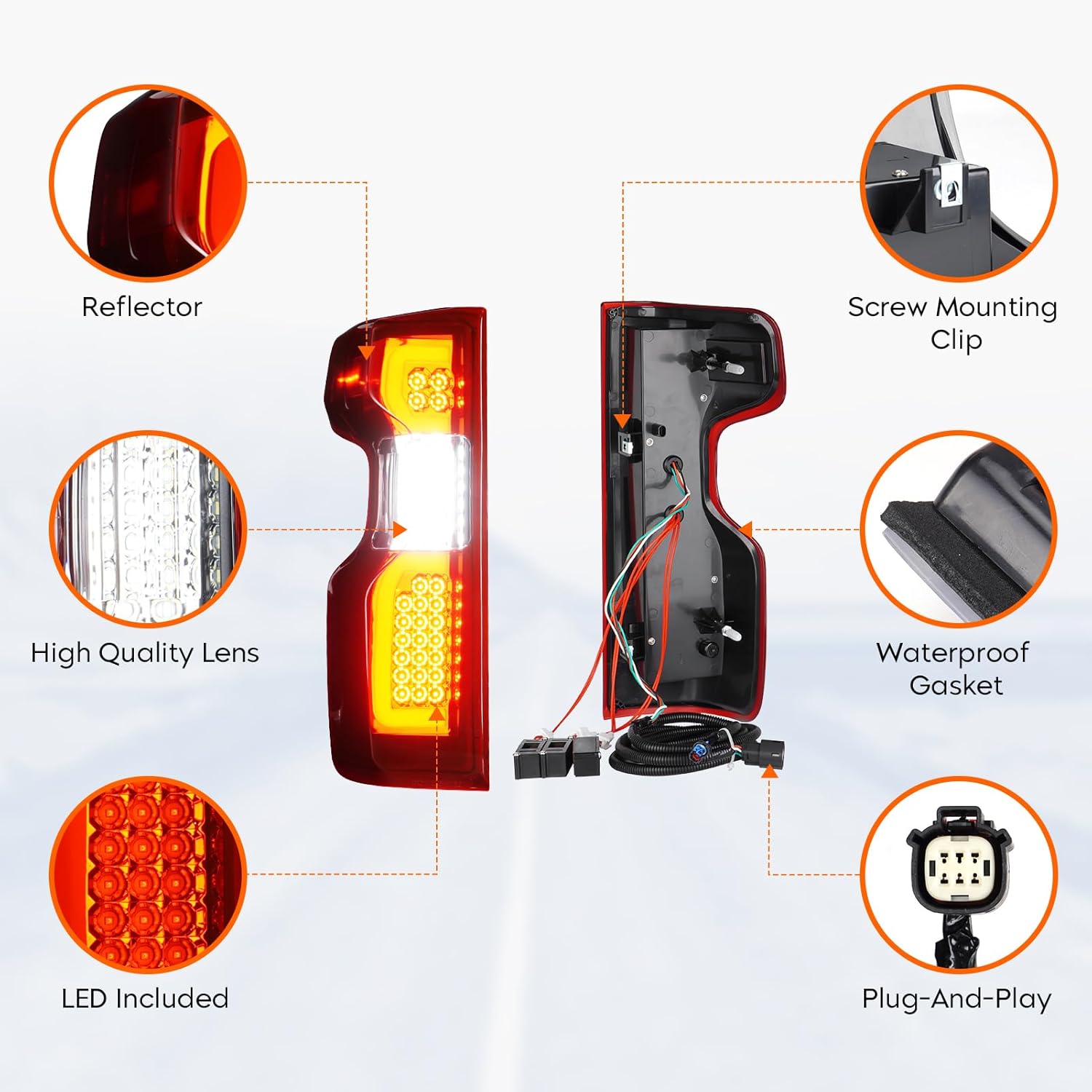 LED Tail Light for Chevy Silverado 1500 2019-2023, 2500 HD 3500 HD 2020-2023, Rear Taillight Assembly, ONLY Fit Incandescent Model 84554656, 84554657, 84752978, 84752979, GM2800308, GM2801308