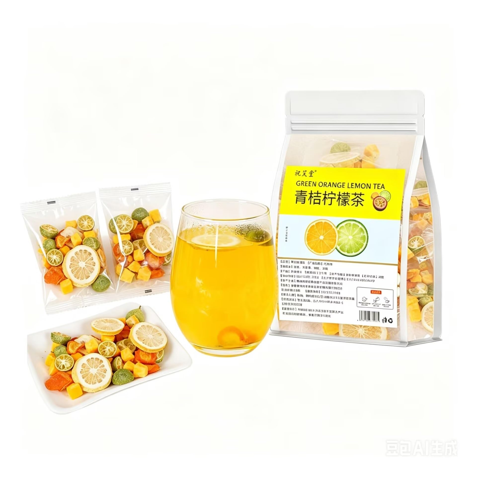 Kumkwat, cytryna, marakuja i zielona mandarynka Herbata liofilizowana owocowo-kwiatowa, 150g, 10 torebek popijanych pojedynczo(3pcs)