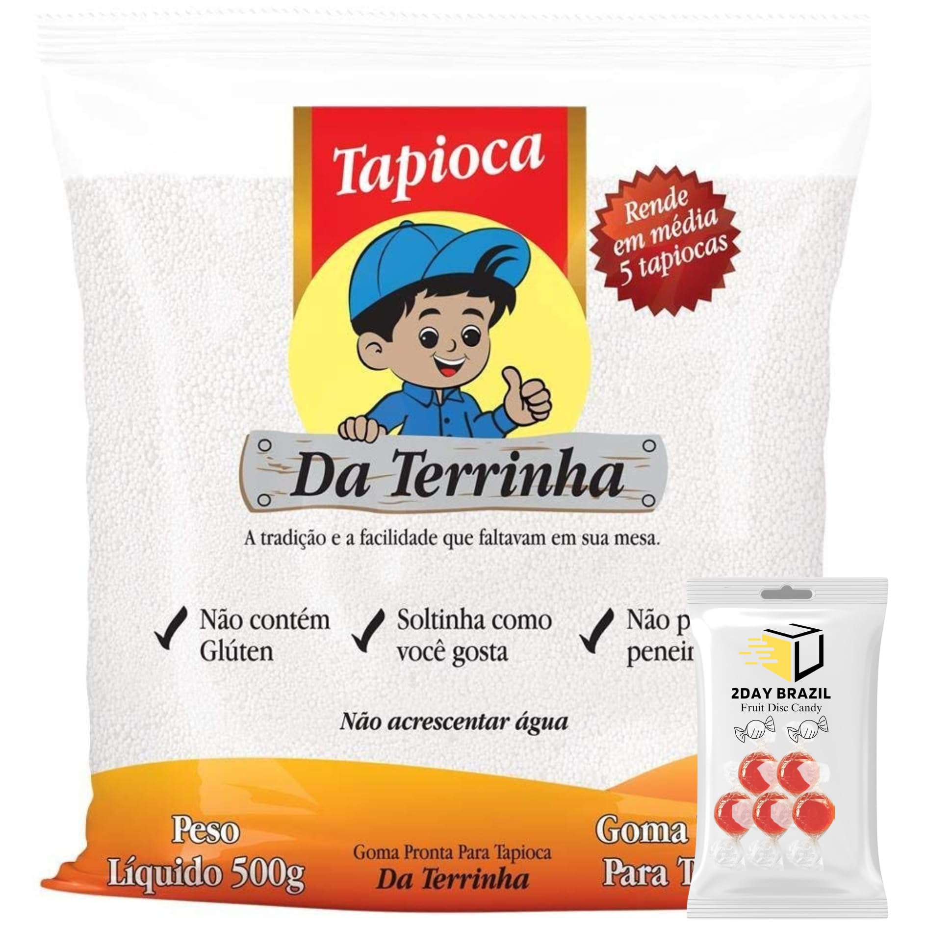 Tapioca Da Terrinha Hydrated Tapioca | Tapioca Hidratada Da Terrinha 17.64 Oz (500g) (PACK OF 1) 2DAY BRAZIL®