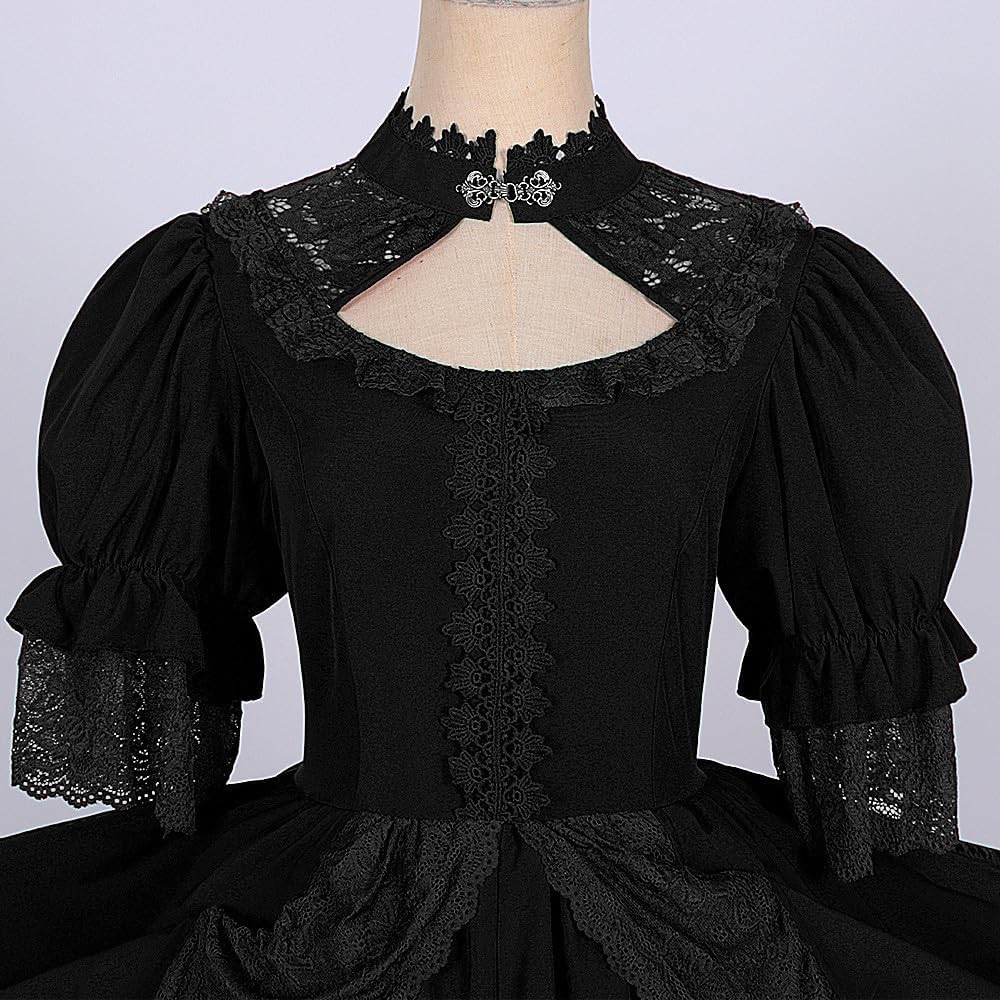Halloween Cosplay Dress for Women Puff Sleeve Gothic Victorian Witch Vampire Dress Medieval Renaissance Dresses