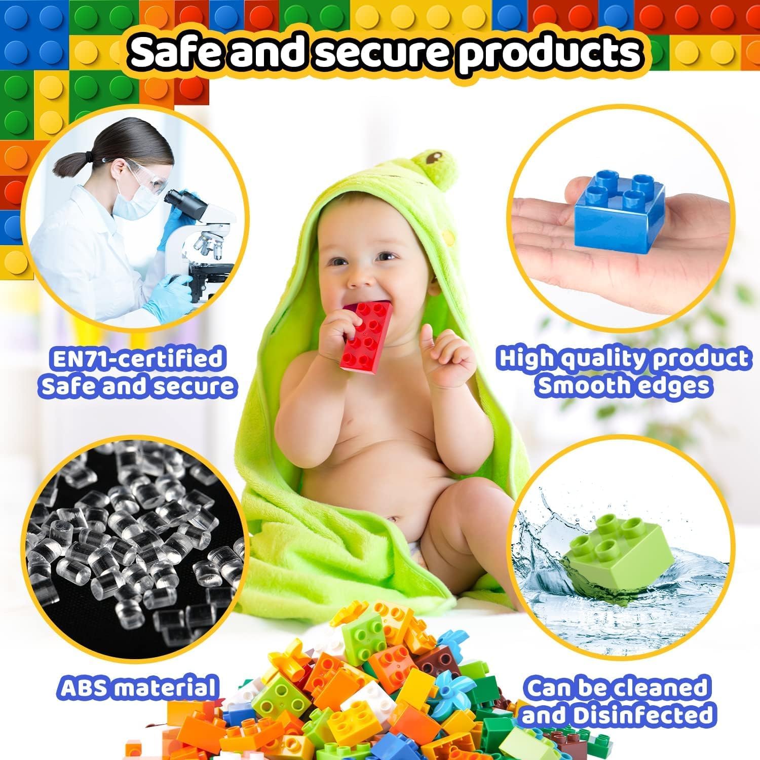WYSWYG Set di 240 Pezzi Classici mattoncini Grandi per Bambini, compatibili con Tutte Le Grandi Marche, Giocattoli STEM dai 3 4 5 Anni, Giocattolo educativo Creativo Regalo per Ragazzi e Ragazze