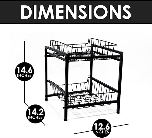 Miniatura 2 de GlobalHome - Organizador de 2 niveles para debajo del fregadero, organizador de cesta deslizante, organizador de cocina, organizador extraíble de
