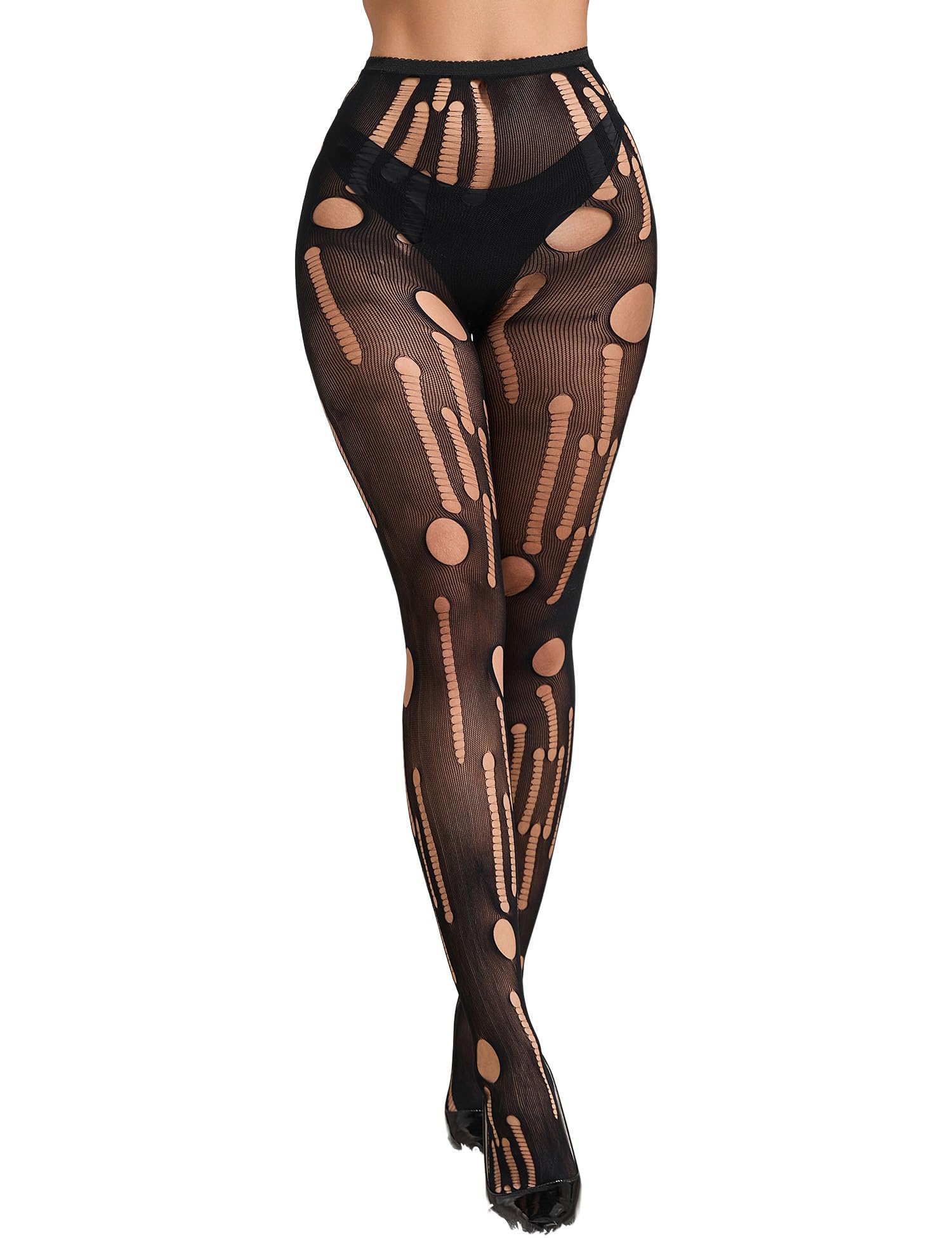 Womens Sexy Tights Fishnet Stockings Patterned Tights Thigh-High Black Socks Lace Leggings Pantyhose XS-5XL