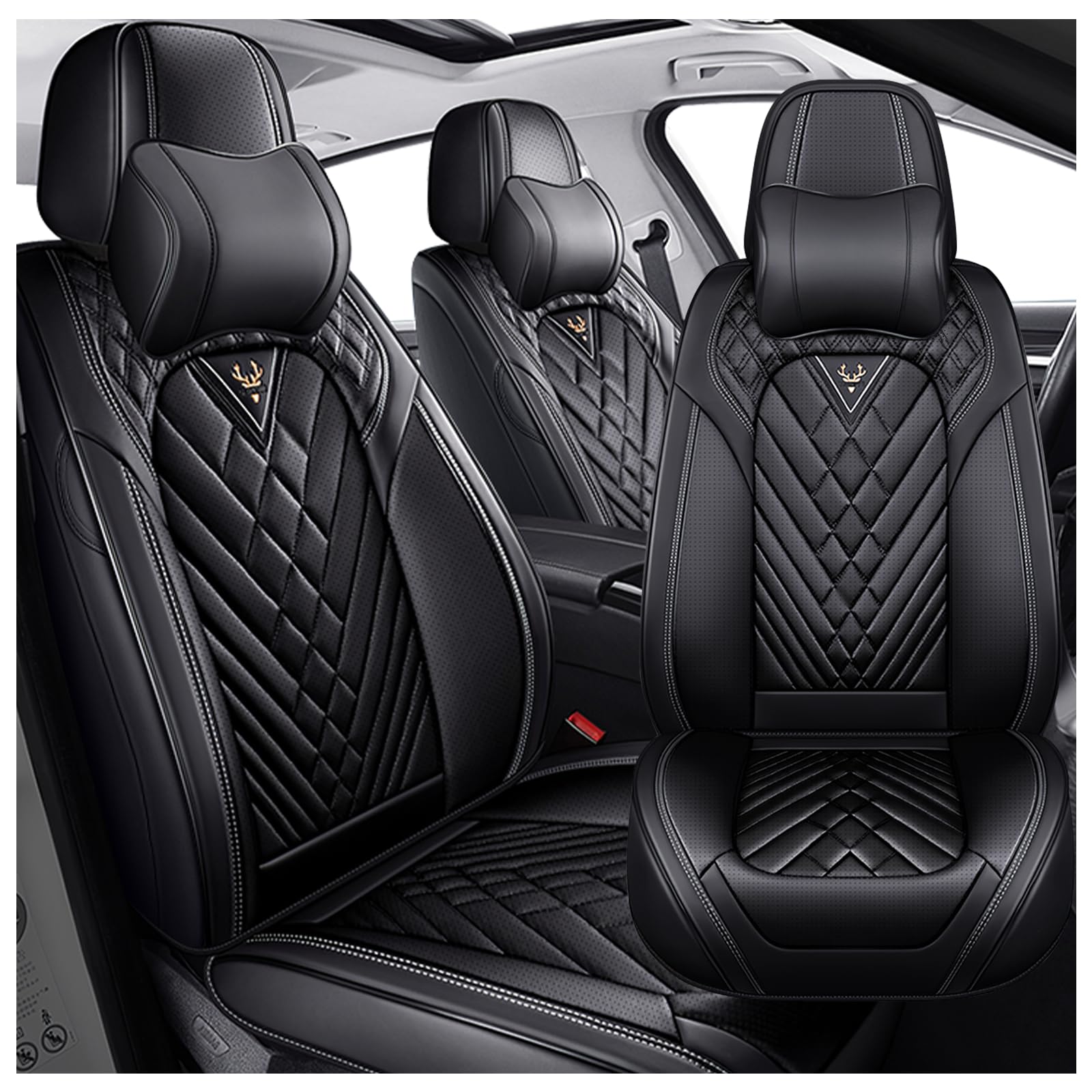Car Seat Covers for Dodge Grand Caravan 2000-2020 Waterproof Nappa Leather Car Seat Protector Comfortable and Anti-Slip Car