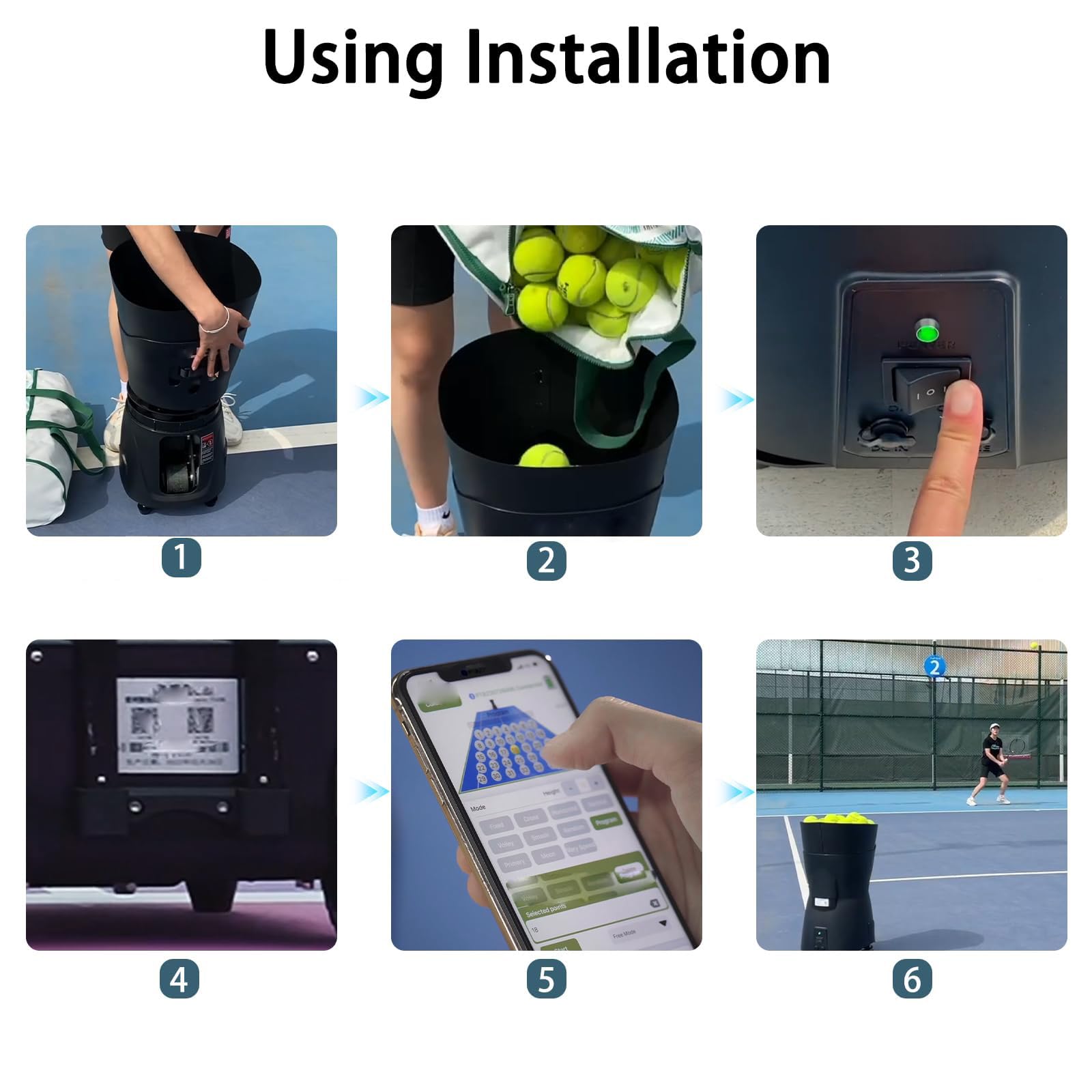 Máquina Pelotas Tenis, Máquina Automática Lanzamiento Tenis con Control Remoto, Lanzador Pelotas Tenis, Capacidad 65 Pelotas, Ángulo Ajustable 20-60°, Velocidad Pelotas 8-60 Km/h, para Entrenamiento