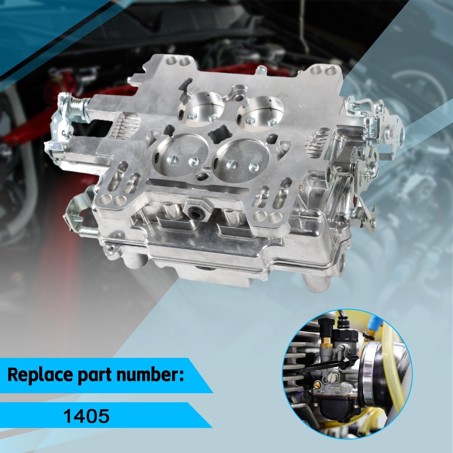 1405 Carburetor Performer 600 CFM 4 Barrel Square Bore Fits for Chevy C10 C20 C30 Firebird Replace OE 1405-600 (Without Automatic Choke)