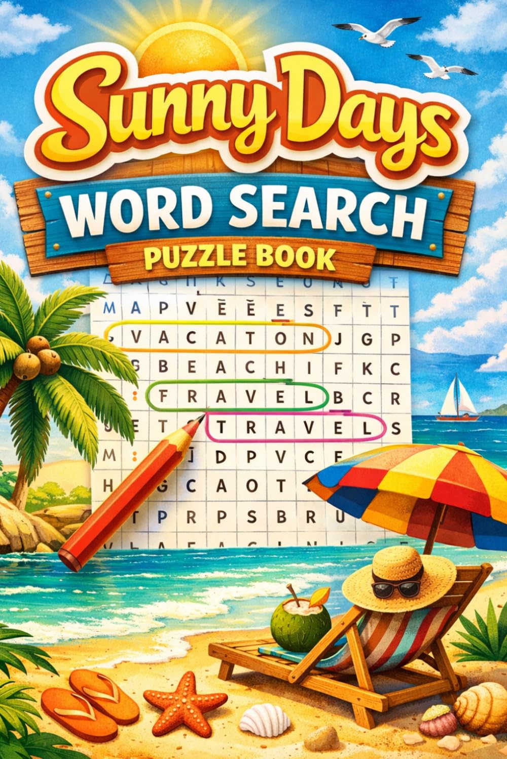 Sunny Days Word Search Puzzle Book: Relaxing Vacation-Themed Word Search Puzzles for Adults to Unwind, Have Fun, and Enjoy Sunny Moments