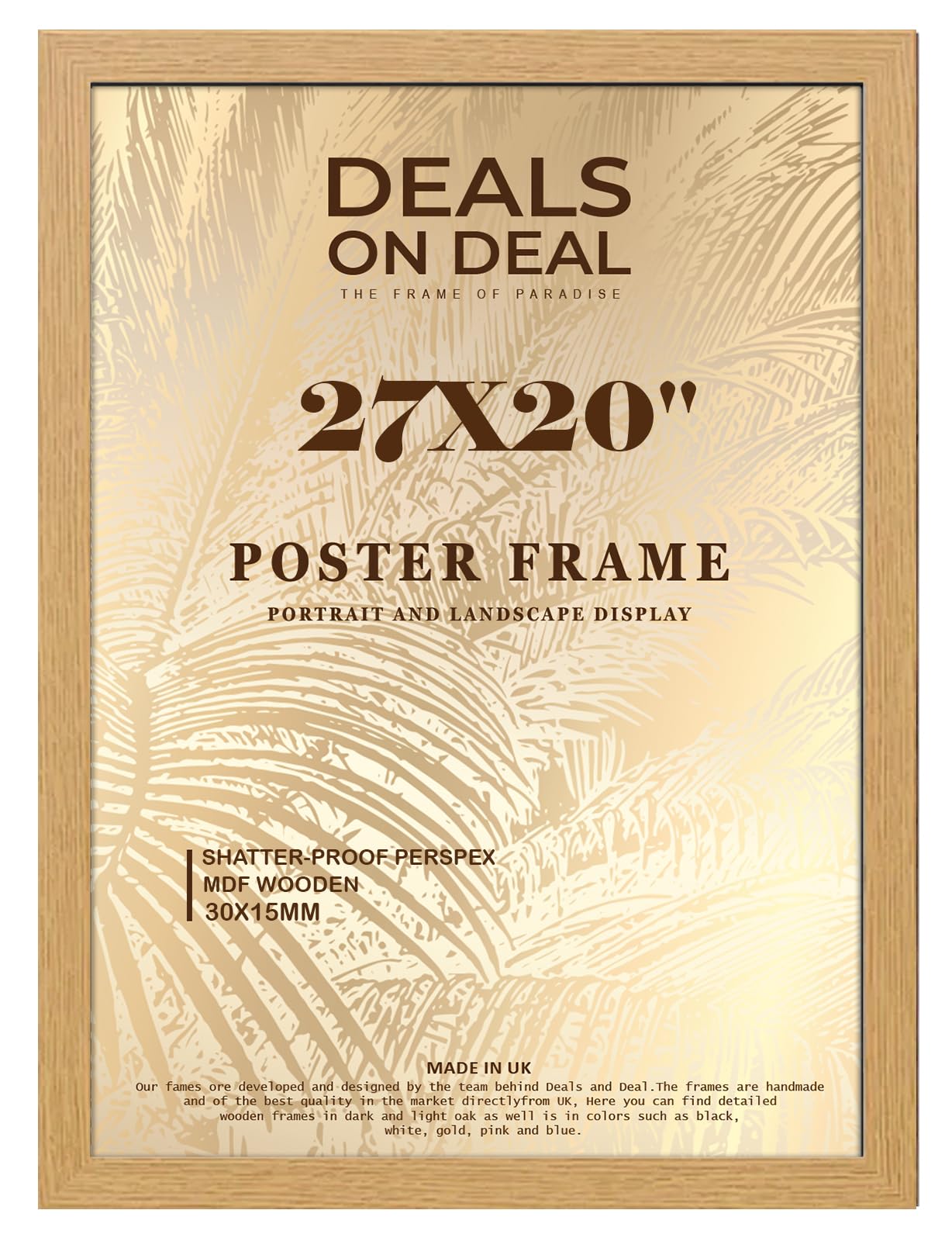 DEALS ON DEAL® Flat 27x20 in Poster Frames Photo Picture Frame Jigsaw Puzzle | Mdf Wooden 27 x 20 in | Large 685 x 508 mm | for Home Office Livingroom (Oak)