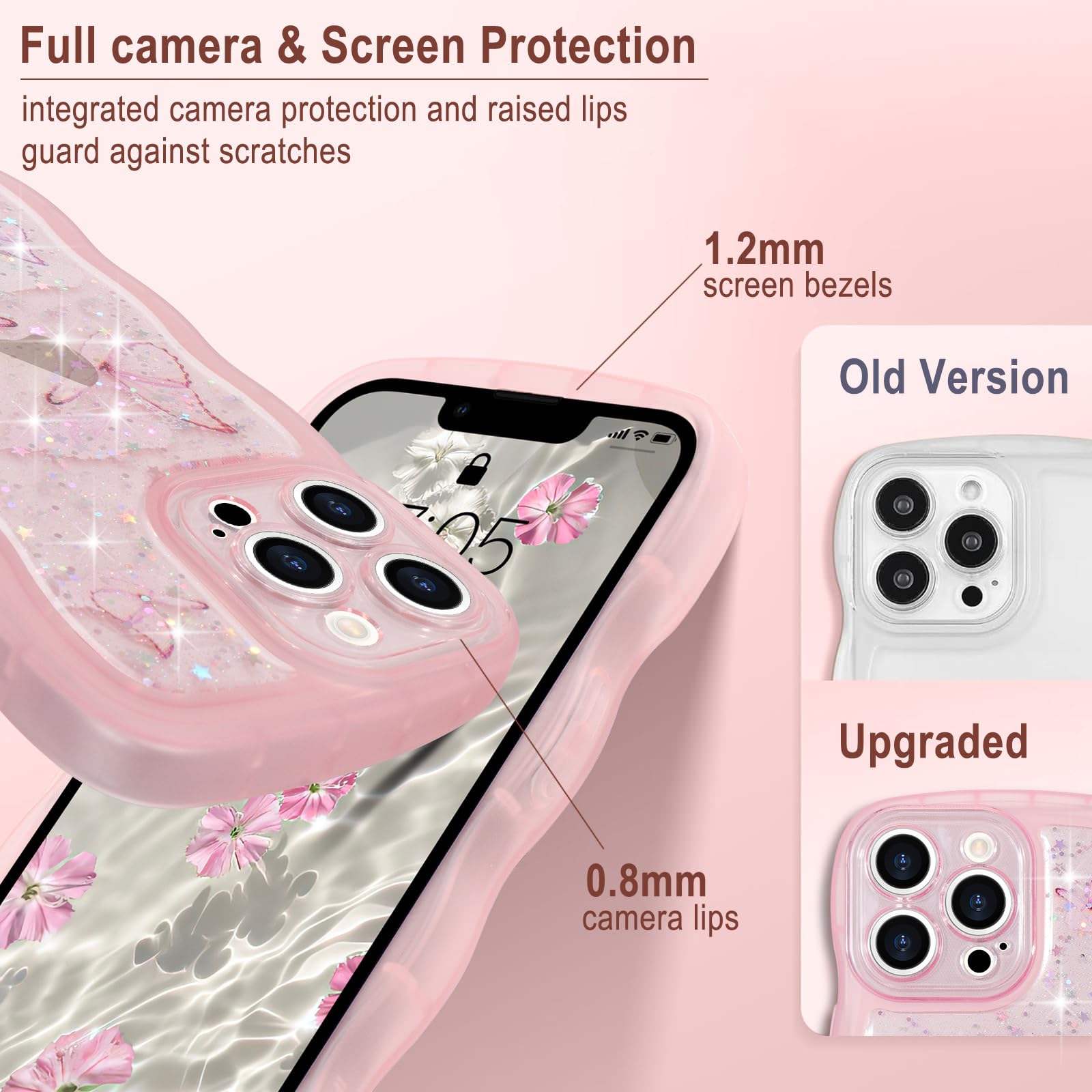 IPhone 15 Hülle – Schmetterling-Design Mit Glitzer, Transparenter TPU-Silicone Case (weiß)