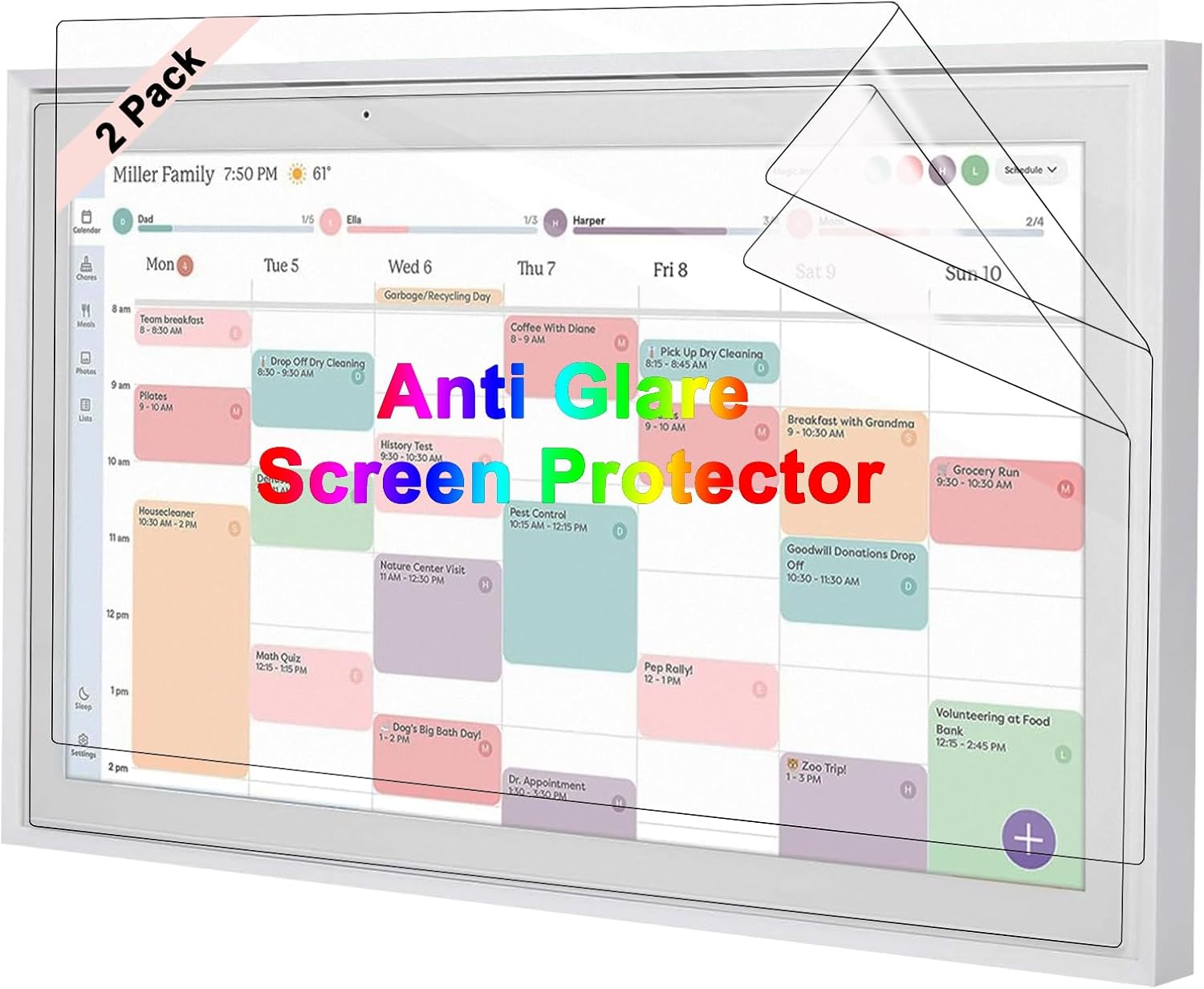 2 Pack Anti Glare Screen Protector Compatible with Skylight Calendar 15 inch | Calendar Anti-Glare,Clear Touch,Matte Film Skin,Anti-Scratch,Anti-Reflective