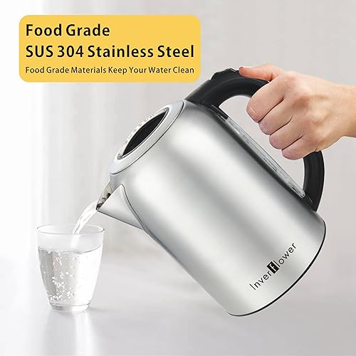 Miniatura 4 de Hervidor eléctrico 17 l y 1500 W de acero inoxidable sin cable protección para hervir en seco apagado automático y ebullición rápida perfecto para