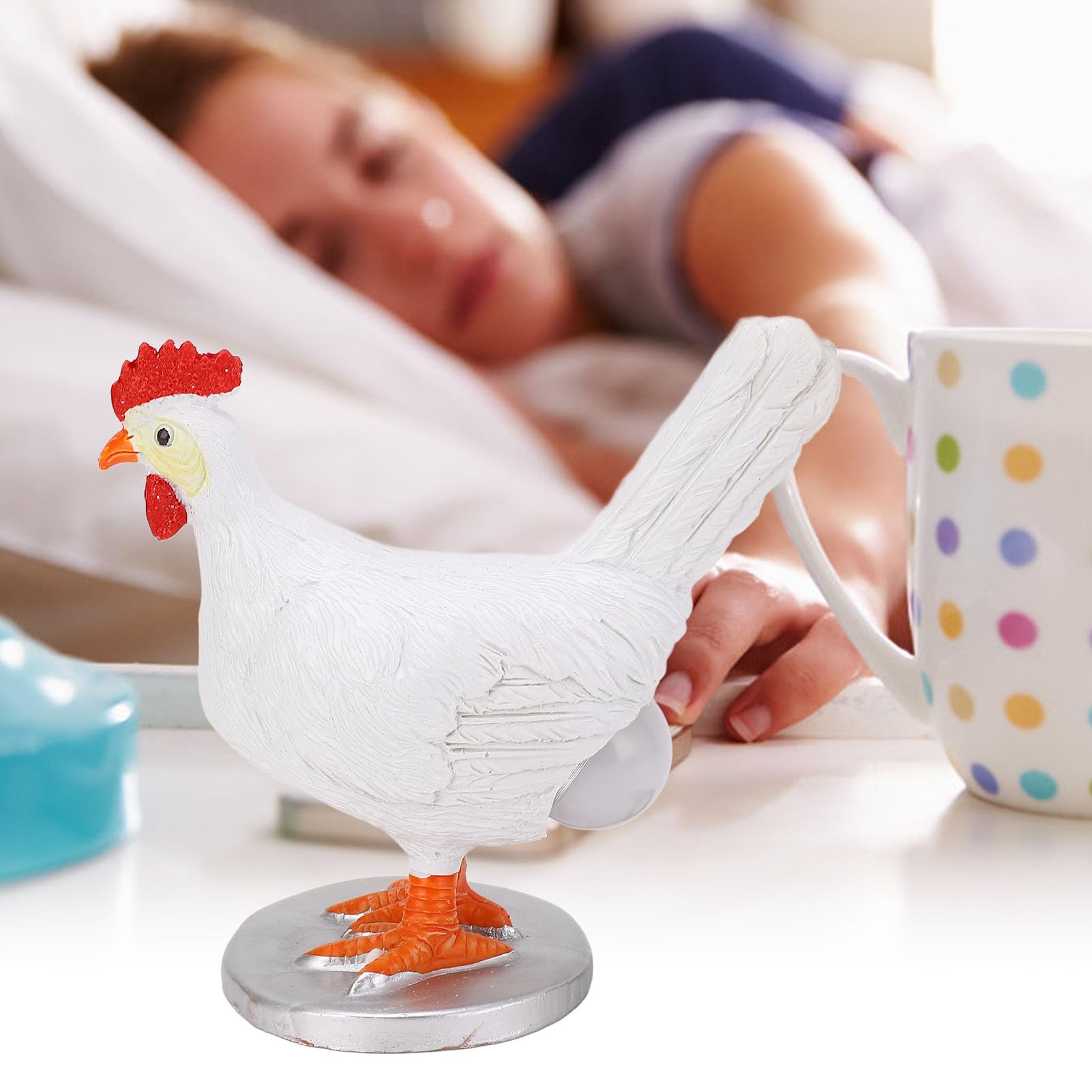 Lampada Notturna LED A Forma Di Uovo Di Gallina Realistica - In Resina, Luce Calda, Alimentazione USB