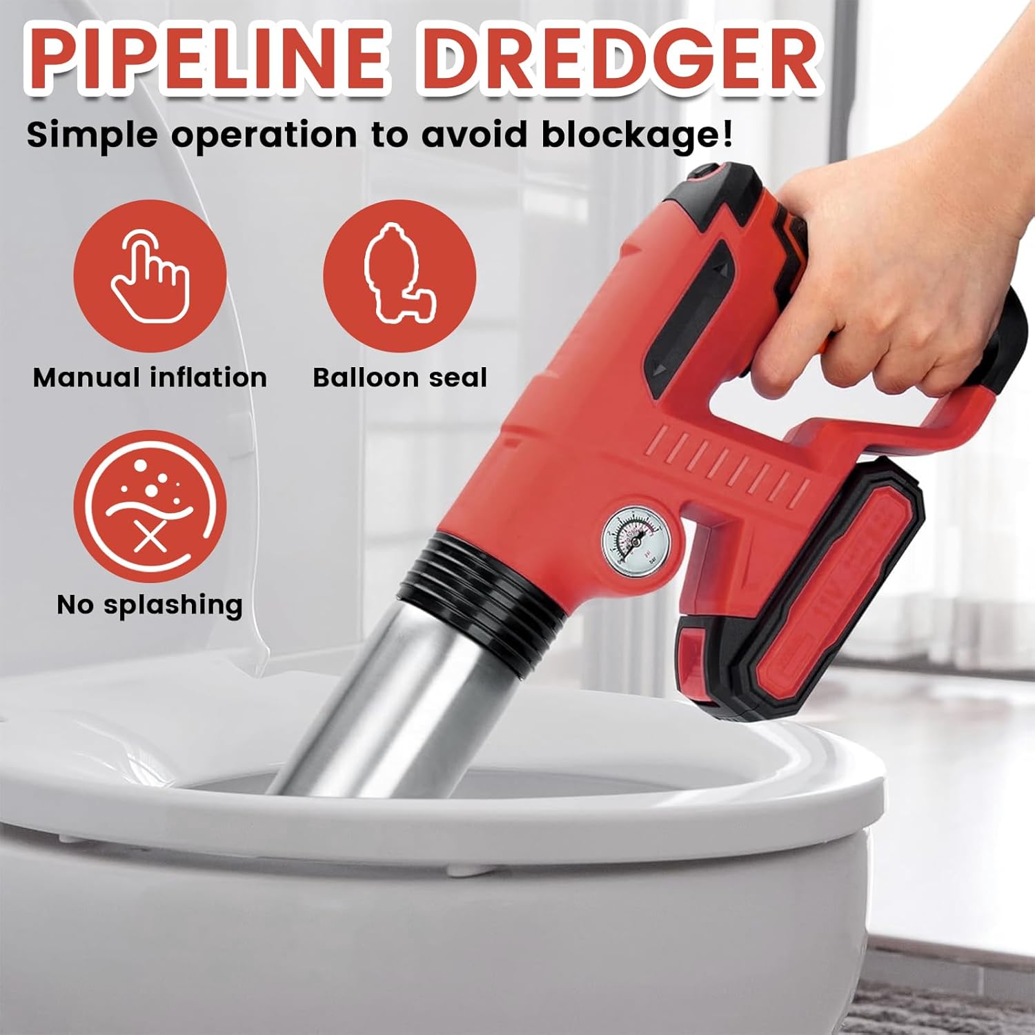 Electric Toilet Plunger - Heavy Duty High Pressure Air Drain Cleaner Tool, Plungers for Bathroom，Kitchen and Toilet ，Drain Clog Remover Tool- Easy to Use with Exceptional Results
