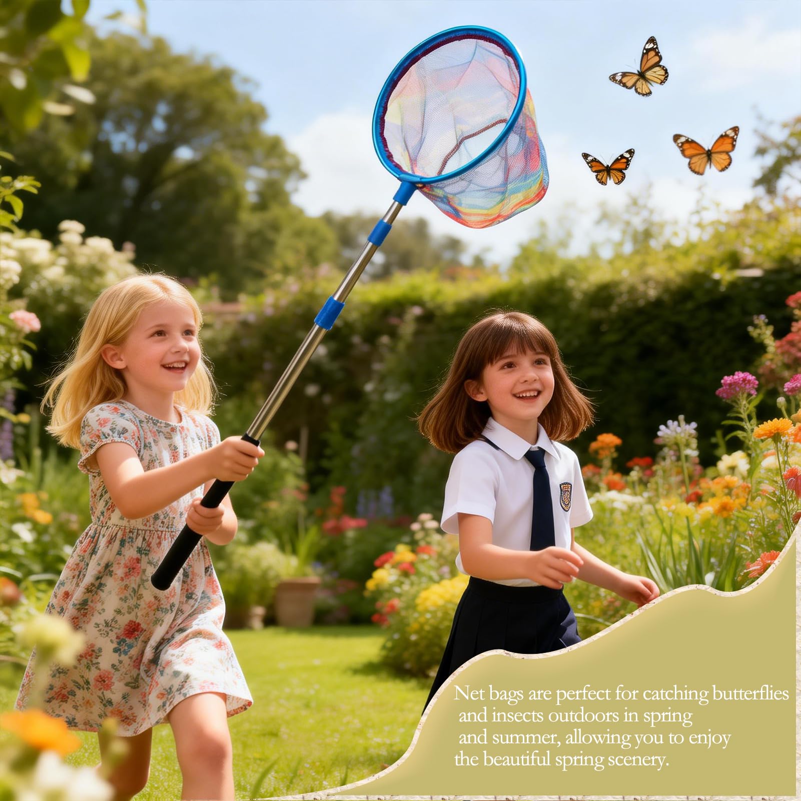 3 Stück Teleskop Kescher Kinder, 55-125cm Angel Kescher für Kinder, Angelkescher Schmetterlingsnetz mit 3 Faltbaren Eimern Kleine, Unterfangkescher Angelkescher für Kinder Fangen von Insekten - 2