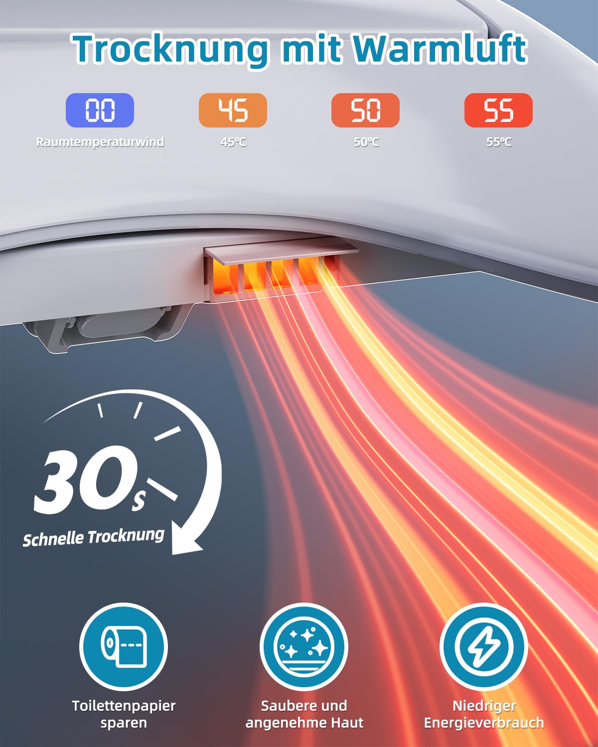 Asiento de inodoro inteligente con función bidé, asiento de inodoro japonés calefactable con tapa automática, bidé electrónico con agua caliente y secadora, accesorio para inodoro con mando a