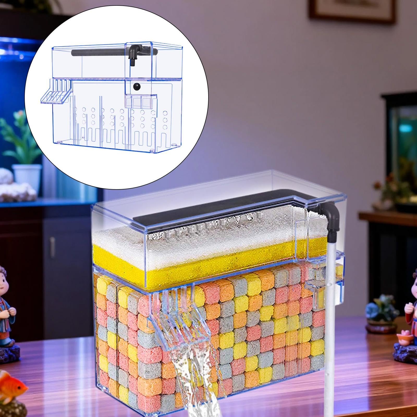 Caja para Peces, Doble para Accesorios de Acuario, Caja Colgante con Tapa para Terrarios de Tortugas para Uso Doméstico, 26 Cm X 13.5 Cm X