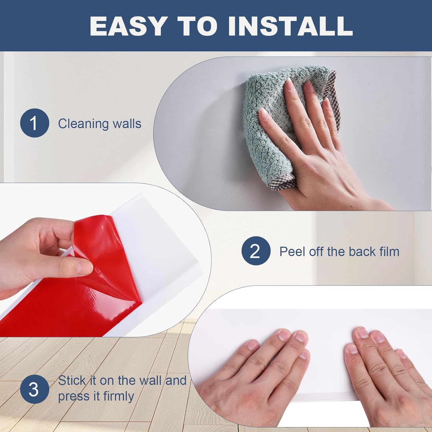 DSGL Flexible Baseboard Molding Trim, 4 in x 10 Ft Self-Adhesive Vinyl Wall Base,Peel and Stick Rubber Wall Base Moulding Trim (White) - Image 6