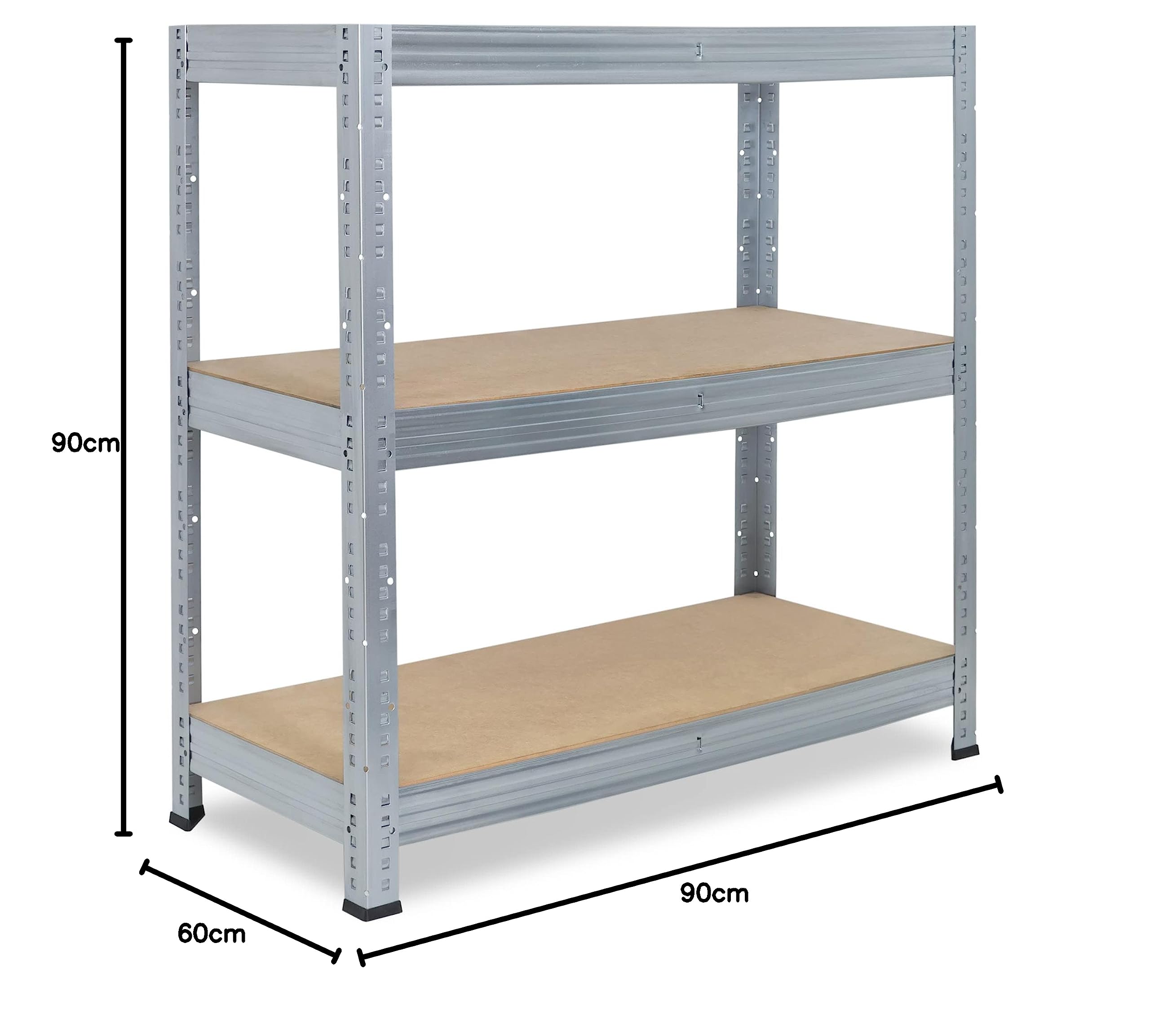 Scaffale Metallico Nero 90x90x60cm - 3 Ripiani Regolabili, Portata 175kg Per Ripiano, Per Garage E Magazzino - Foto 5