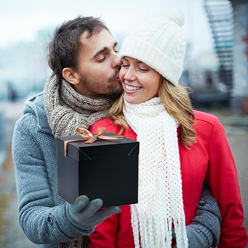 Vista 113 de Paquete de 12 cajas de regalo con tapas, cajas cuadradas anidadas con tapas para el día del padre, graduaciones, bodas, cumpleaños y Navidad, caja