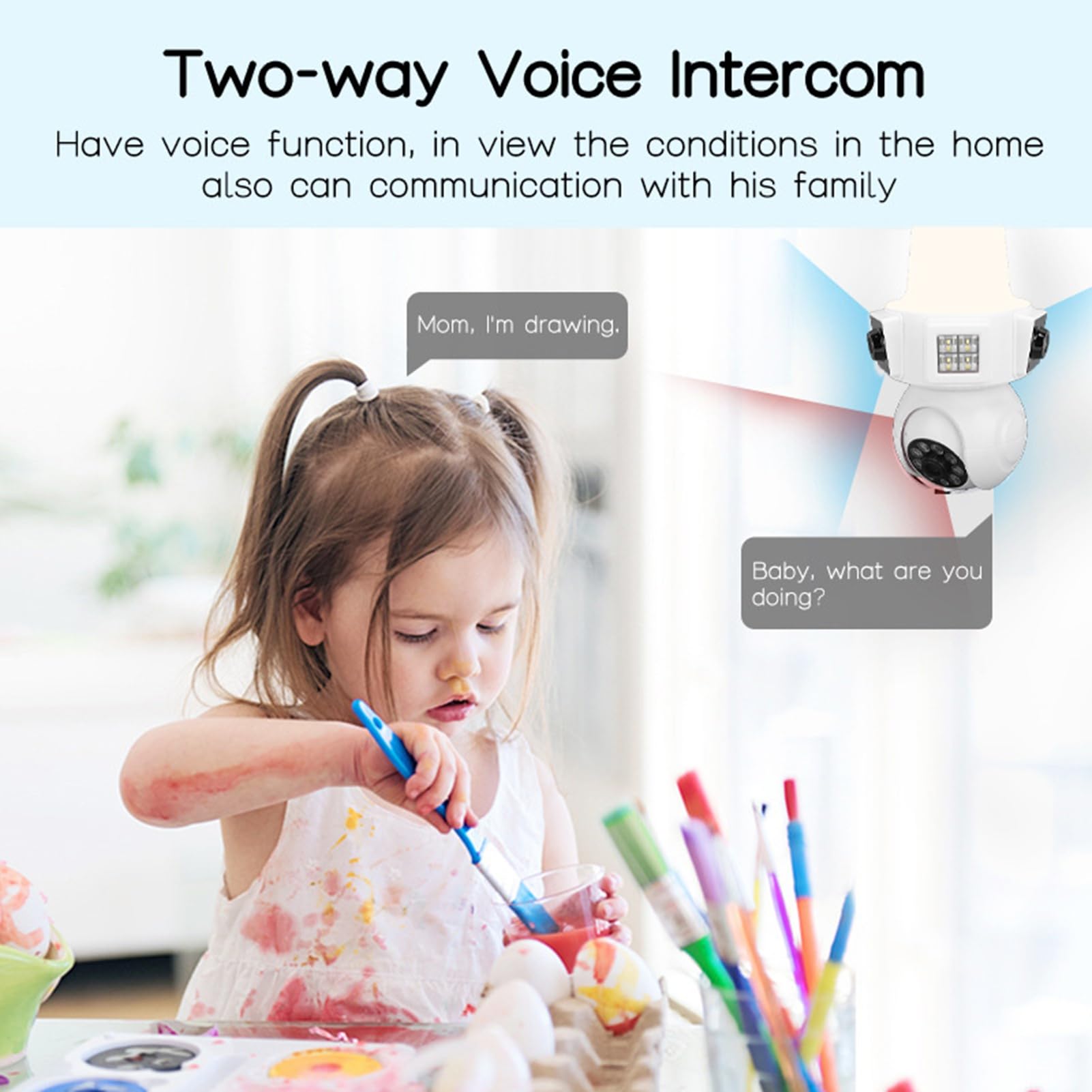 Cryfokt Telecamera di Sicurezza a Lampadina, 2 Obiettivi con Visione Ampia da 110 Gradi, Wireless WiFi da 2,4 GHz, Rilevamento del Movimento, con PTZ a 360 Gradi e Visione Notturna, per