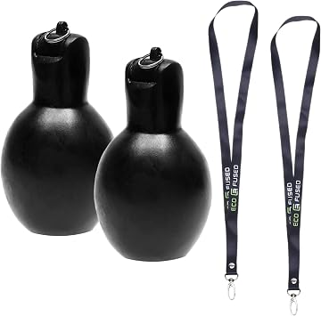 Eco-Fused 2X Hand Squeeze Whistles - Includes 2X Lanyards - Indoor, Outdoor, Home, School - Sports, Trekking, Survival Kit- Referees, Coaches, Teachers