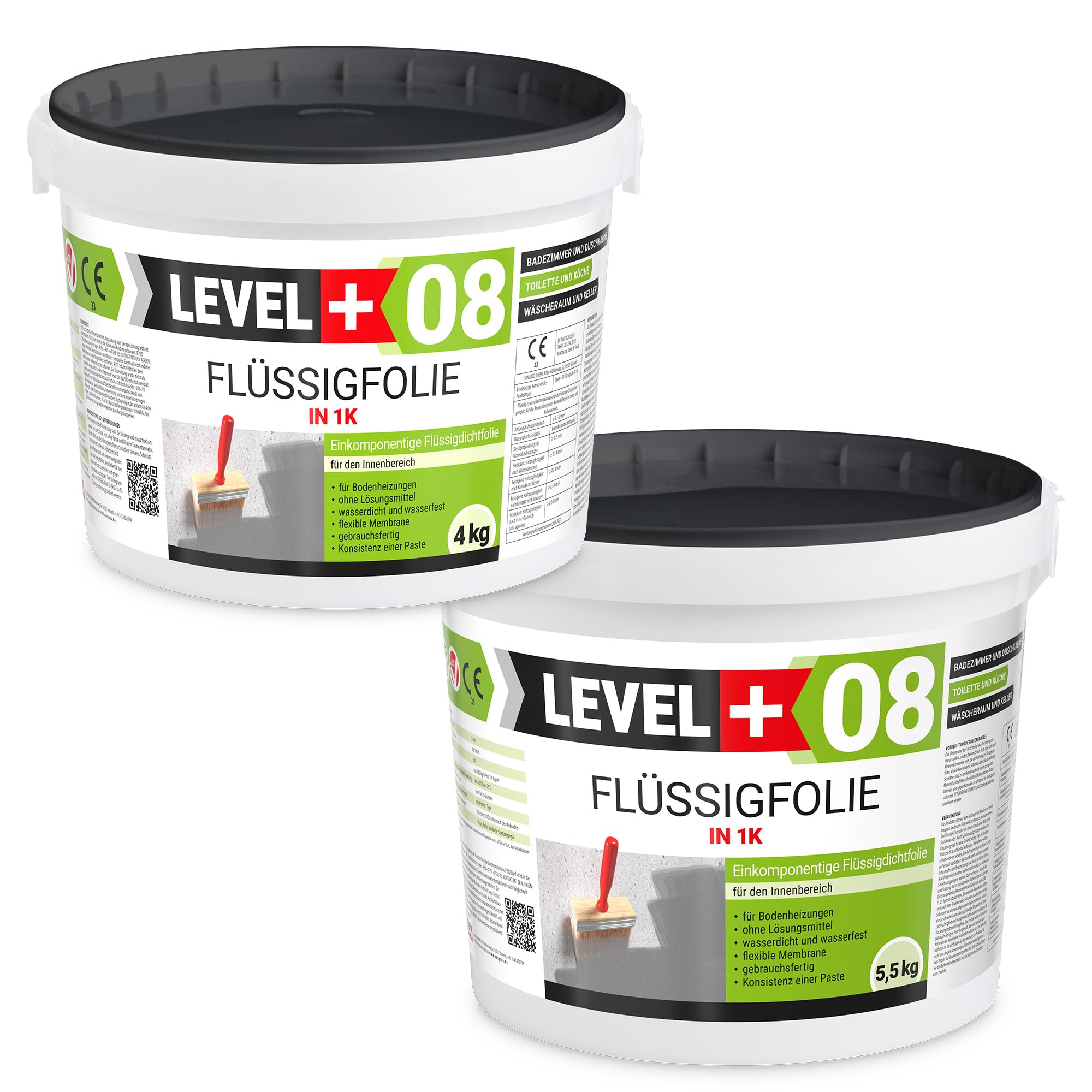 Dicht-Set Bandset Dusche Bad 9,5 Kg Flüssigfolie, 2L Tiefengrund, 15M Dichtband, 4 Innenecken, 1 Außenecke, 4 Wandmanschetten SET104