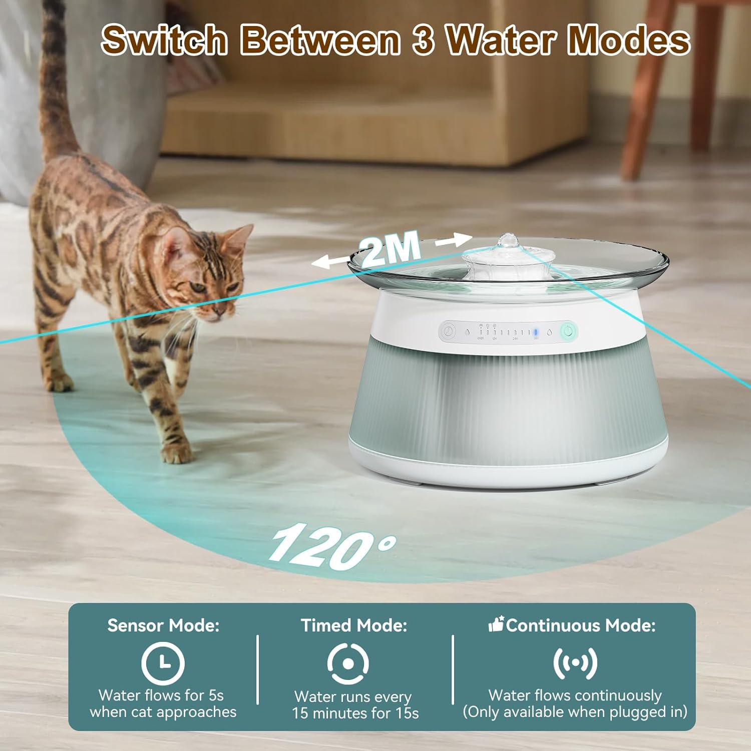 Fuente de agua para gato de 2,5 l, sin filtro, sin filtro, con detector de movimiento, separación de aguas residuales y siempre agua fresca, 4000 mAh, bomba de agua silenciosa, bandeja de