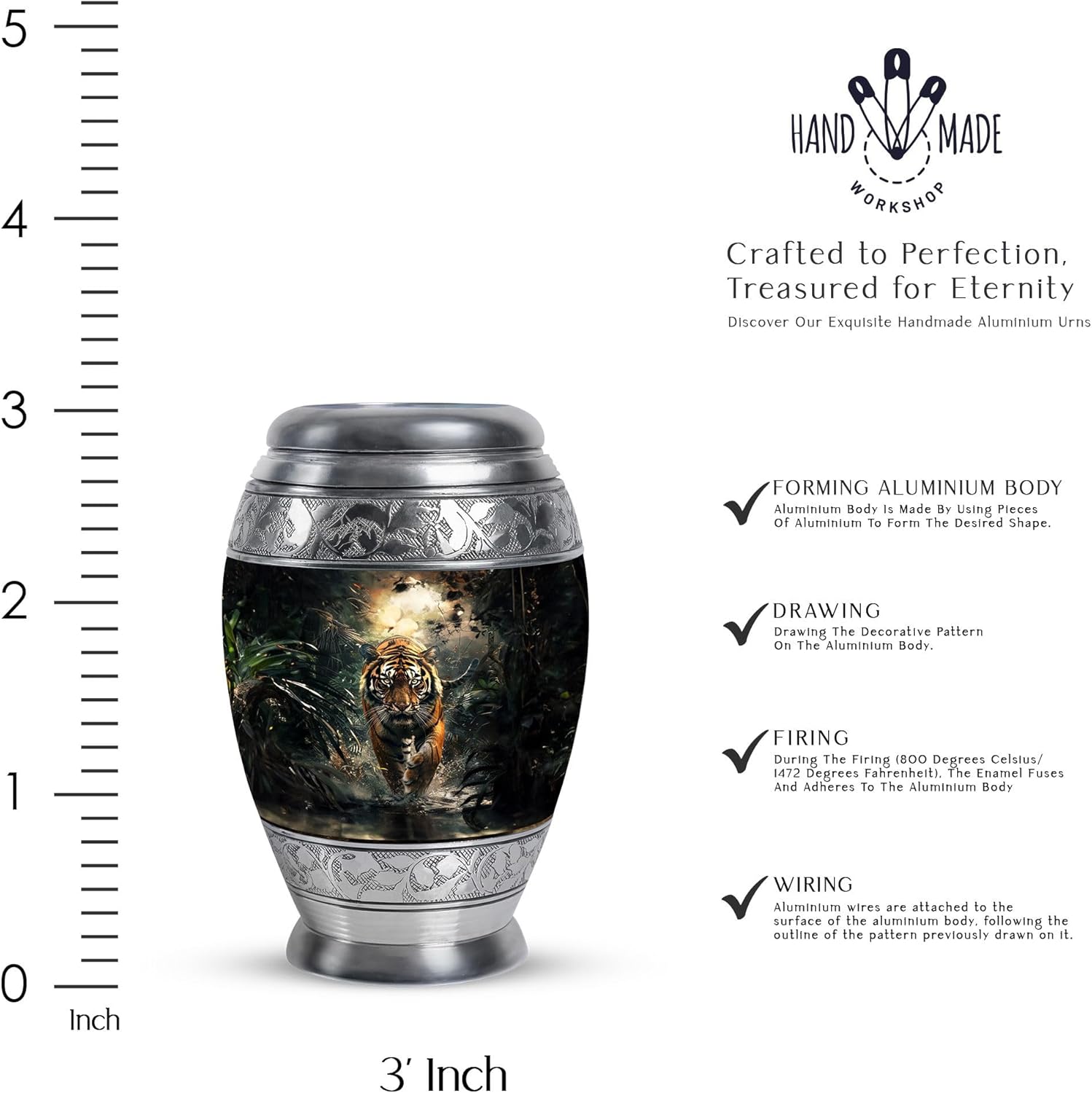 Tiger Urns for Human Ashes Adult - Small Urn for Ashes - Cremation Urns for Adults - Cremation Urns for Men - Adult Urns for Human Ashes Women - (3 inch Pack of 1)