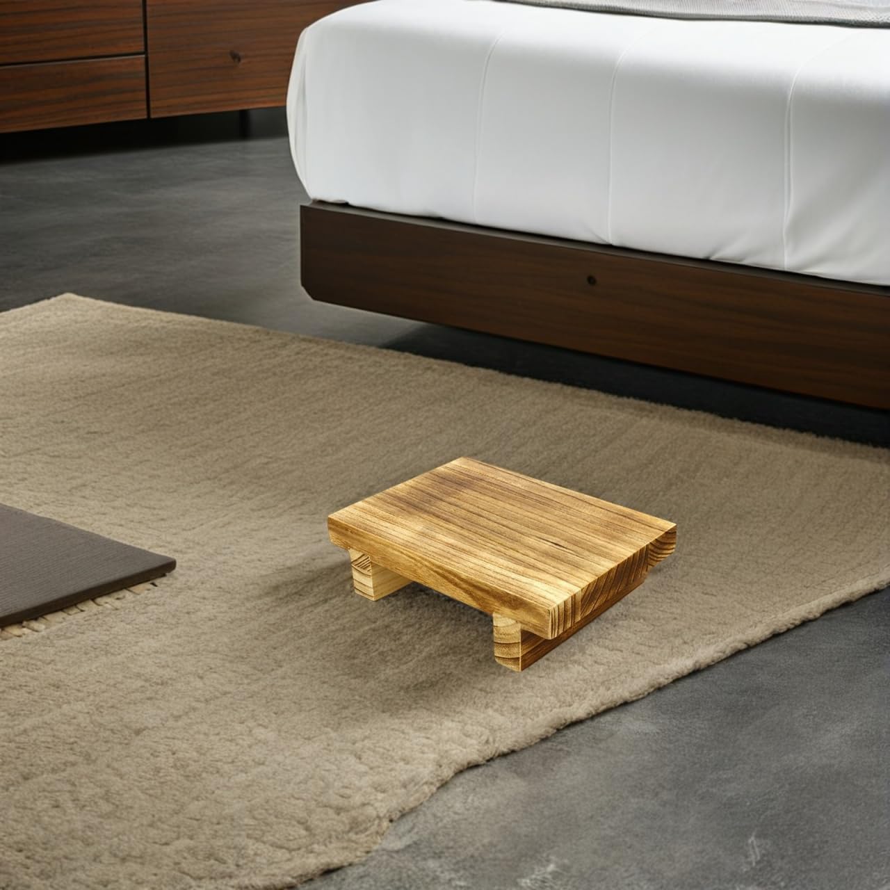 Repose-pieds En Bois Naturel Compact – Incliné Antidérapant – Pour Bureau, Spa, Salon – Confort Ergonomique