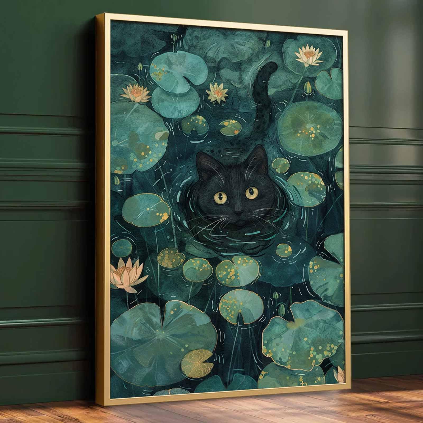 Amazon.co.jp : ヴィンテージモネキャンバスウォールアート - 黒猫モネ