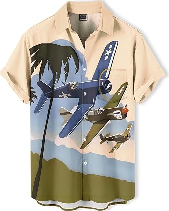 Mens Hawaiian Shirt, Fun Printed Design, Short Sleeve Button Up, Summer Holiday Resort Wear