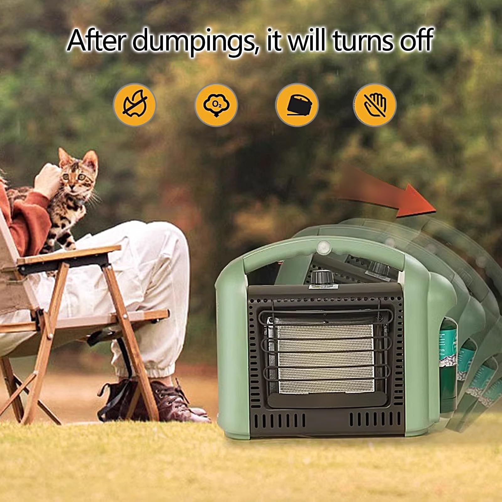 2500W/5200W Estufa Exterior Gas, Calefactor Exterior Terraza, Estufa Exterior Jardin, Calentador Exterior para Interior Exterior Camping Pesca en Hielo(37.5 * 20.5 * 37cm)