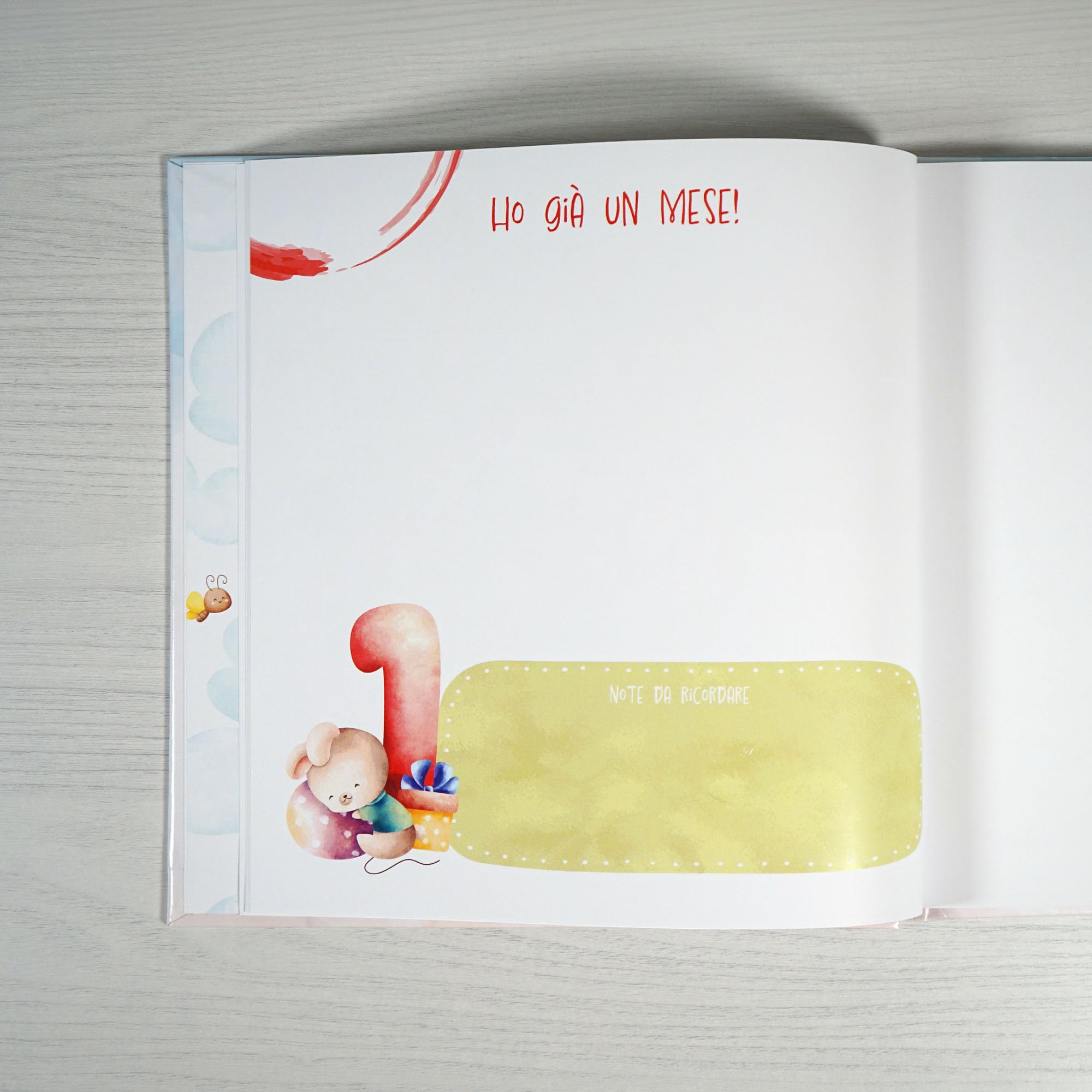 Album primo anno bambino, Libro nascita con copertina personalizzabile, Album dei ricordi, Album primo anno del bambino da compilare, Diario bebè da compilare (Italiano)
