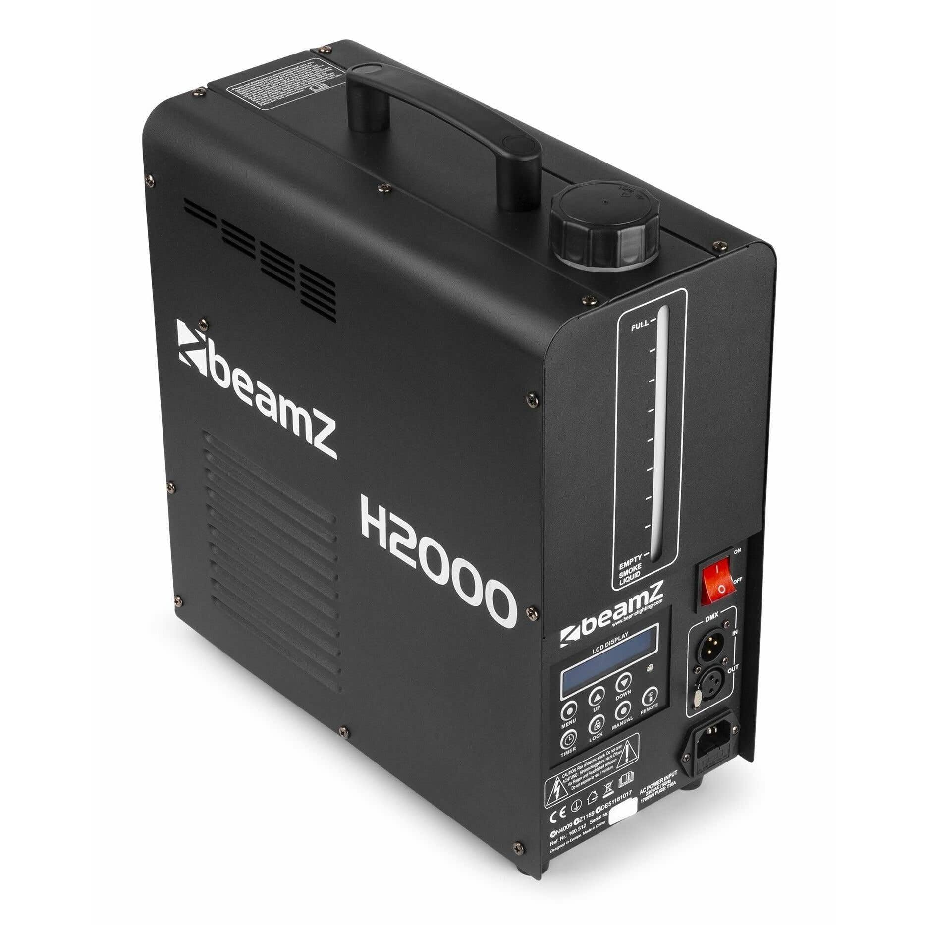 BeamZ H2000 Nebelmaschine, Hazer 1700 Watt mit DMX, Fazer, Smoke, Fog Machine, professionelle Dunst Maschine für Bühnen, Discotheken oder Großveranstaltungen, schwarz