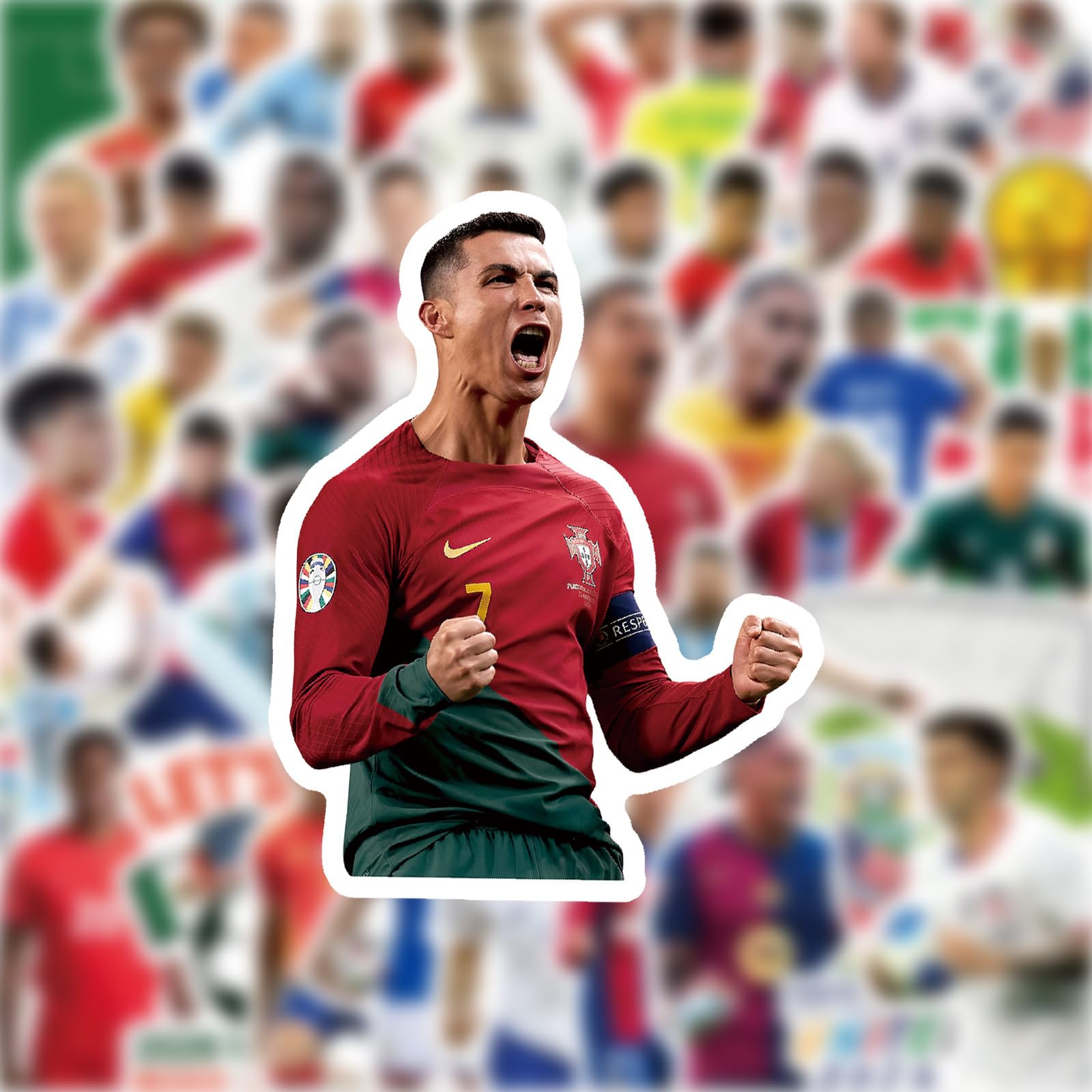 Photo 1 of 100Pcs Soccer Star Stickers Football Soccer Waterproof Sticker Sports Decals for Car Skateboard Laptop for Car Skateboard Laptop Water Bottle Luggage, Cool Sports Fan Merch for Teens & Adults