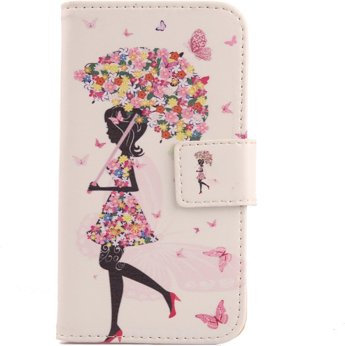 Pattern Design PU Flip Leather Cover Skin Protective Case for Alcatel One Touch Pixi 4 4034D 4" (Umbrella Girl)