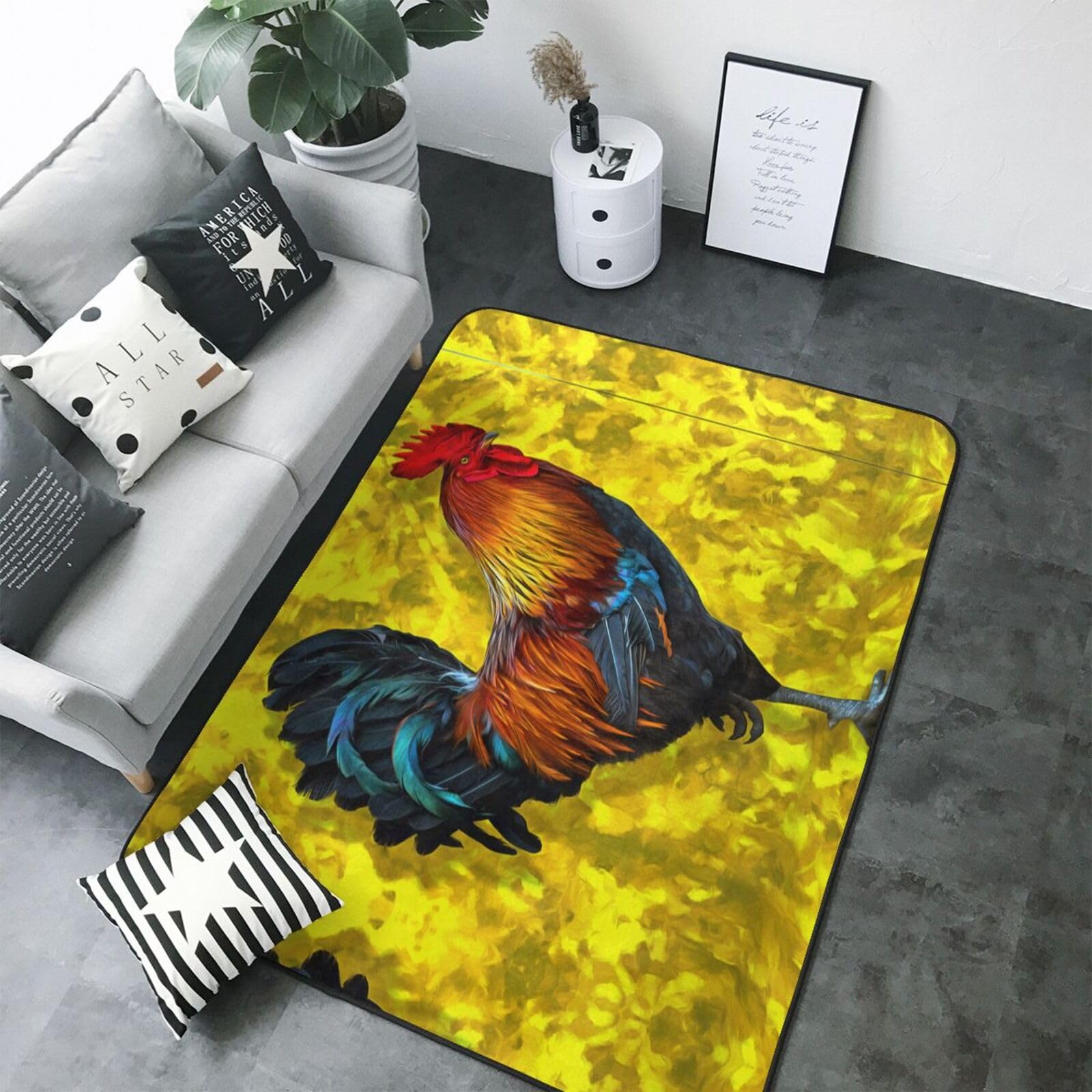 Tapis de chambre coq coloré pour créer une ambiance chaleureuse