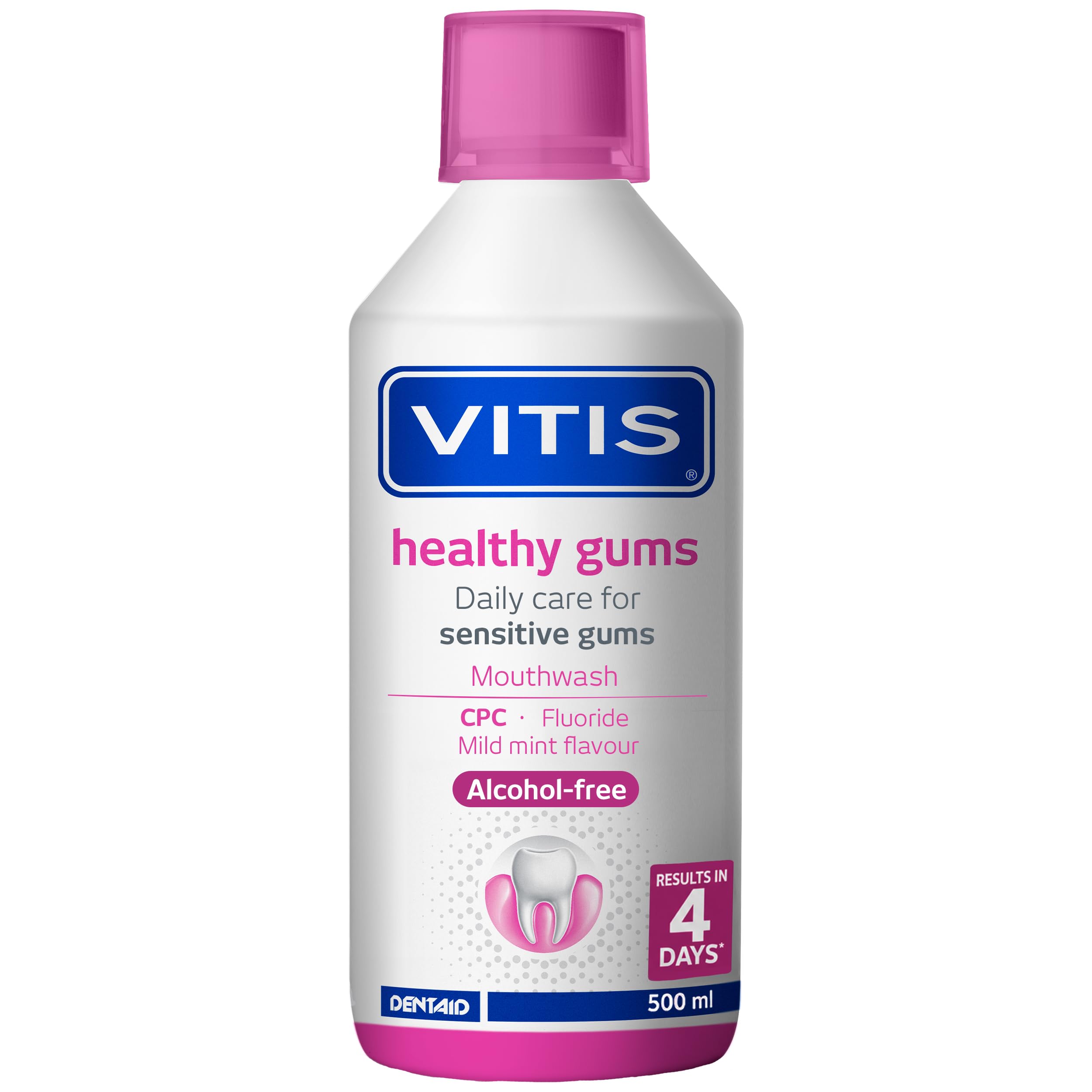 VITIS Healthy Gums Mouthwash 500ml – Fluoride Mouthwash for Bleeding & Sensitive Gums, Daily Gum Care & Gingivitis Support with CPC & Provitamin B5