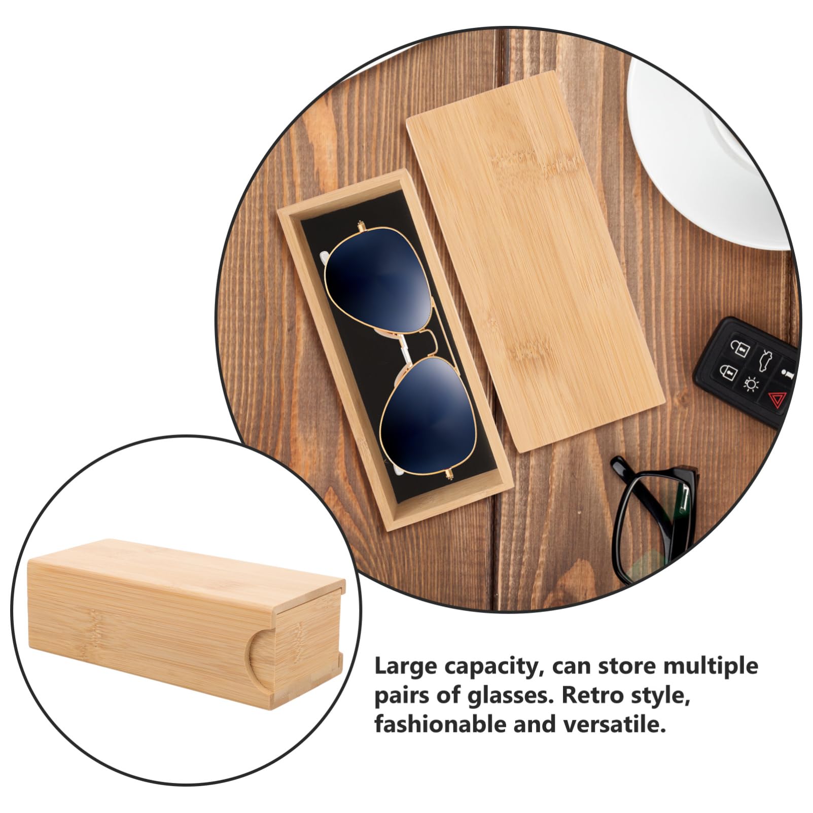 BESTYASH Estuche De Bambú Para Gafas Largo Pararse Estuche De Gafas Múltiples Soporte Para Gafas Duro Funda De Gafas De Sol Para Mujer Funda Para Gafas De Sol Con Visera De Coche