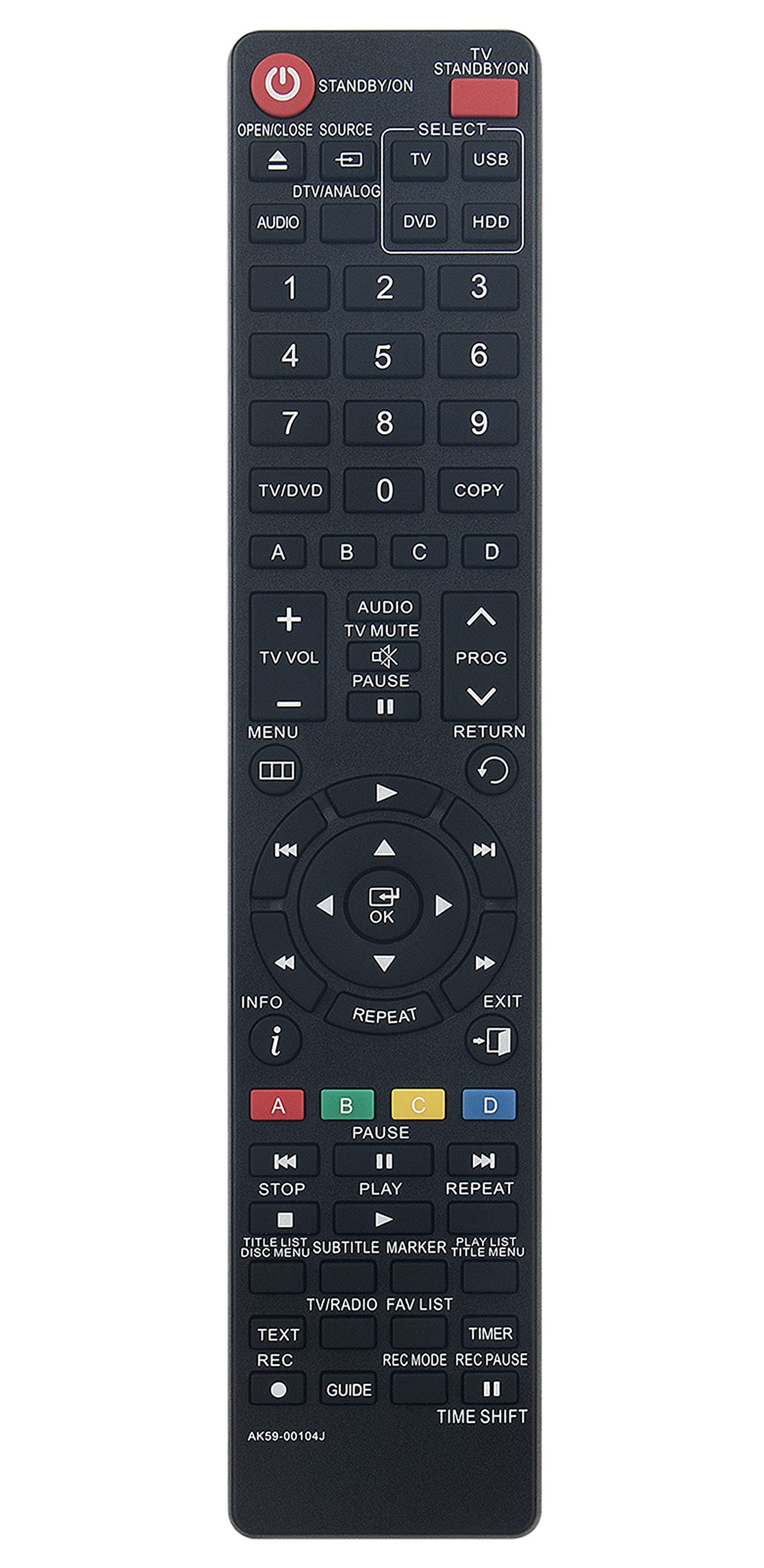 Front view of the VINABTY AK59-00104J replacement remote control