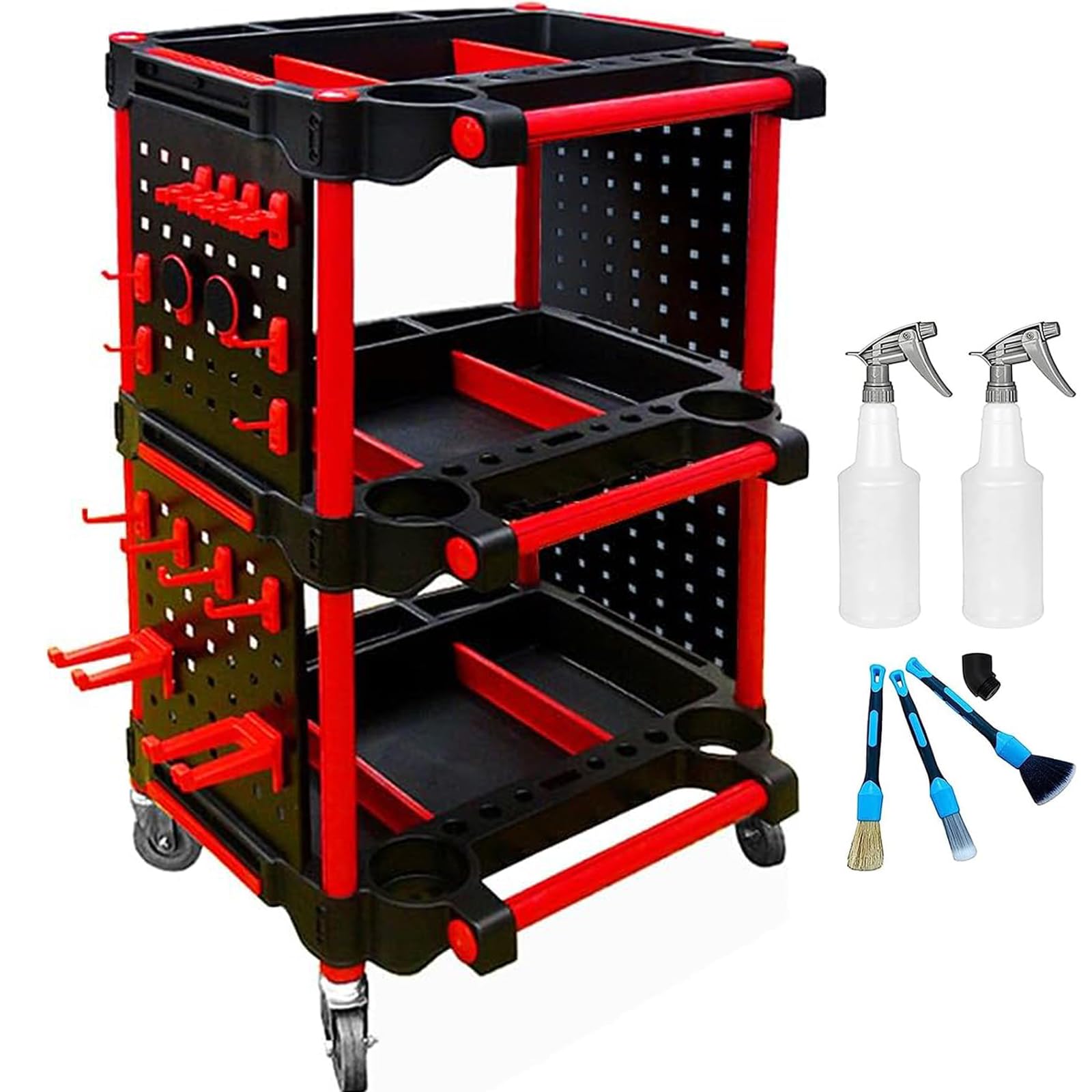 YTCYKJ Auto Detailing Tool Cart with 4 Tool Hanging Board,3