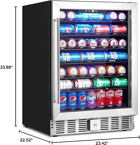 Miniatura 7 de Towallmark Refrigerador de bebidas, refrigerador de bebidas de 5.1 pies cúbicos | Capacidad de 166 latas, enfriador de bebidas pequeño con compresor
