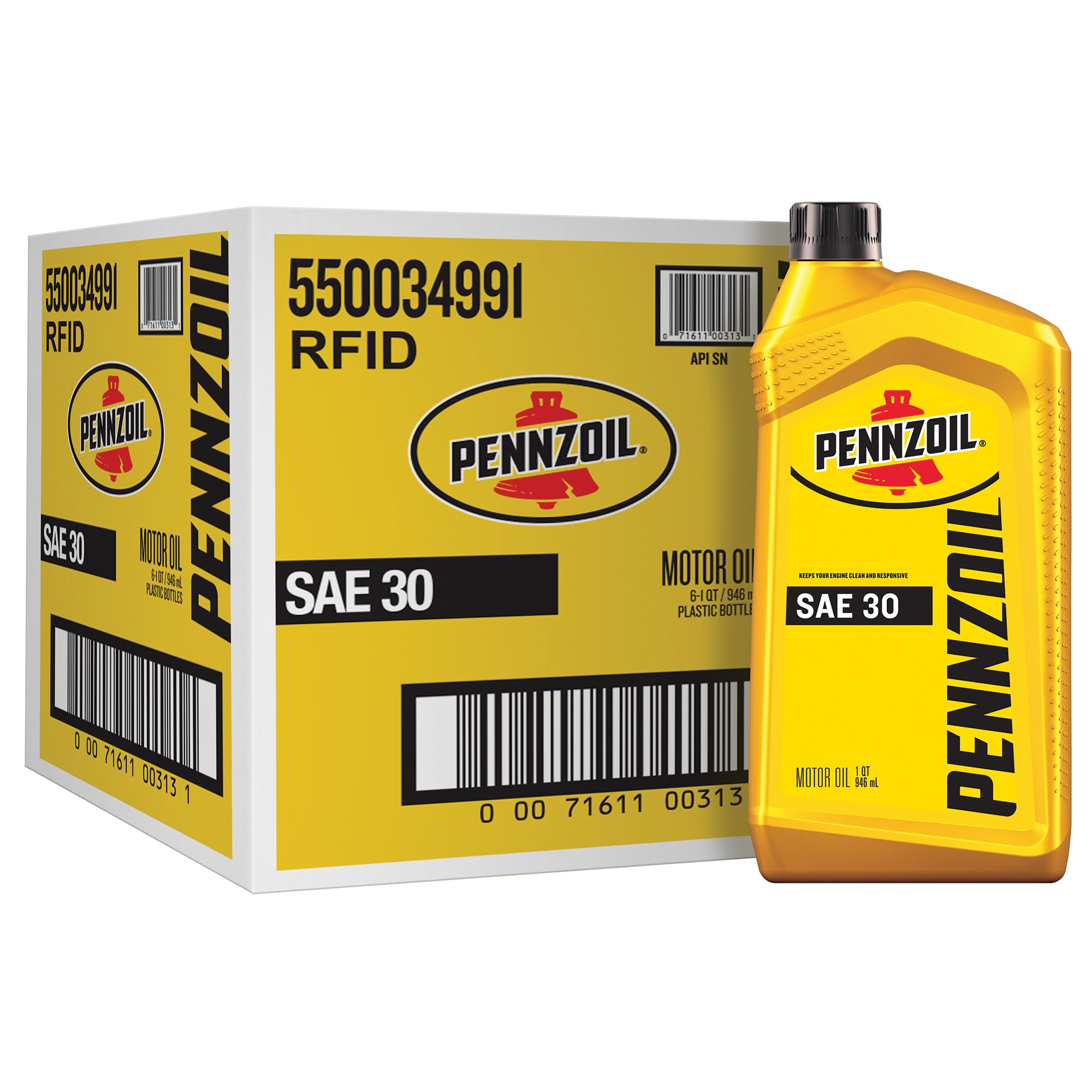 Pennzoil (550034991-6PK) SAE 30 Motor Oil - 1 Quart (Pack of 6)