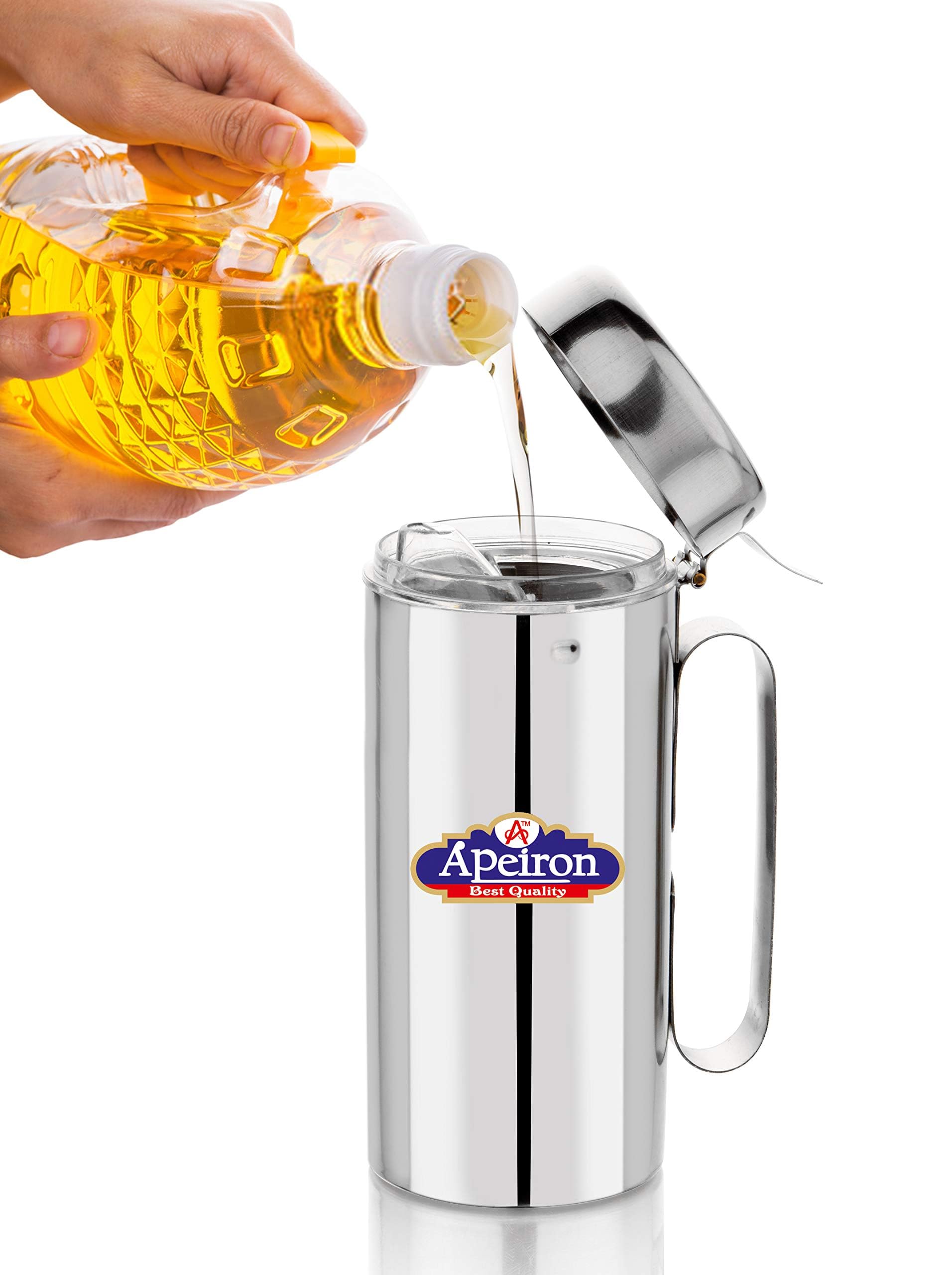 Apeiron Stainless Steel | Oil Dispenser | Cooking Oil Dispenser | Oil Stopper | Oil Pourer | Sliver | (1250ml Pack of 2) 3