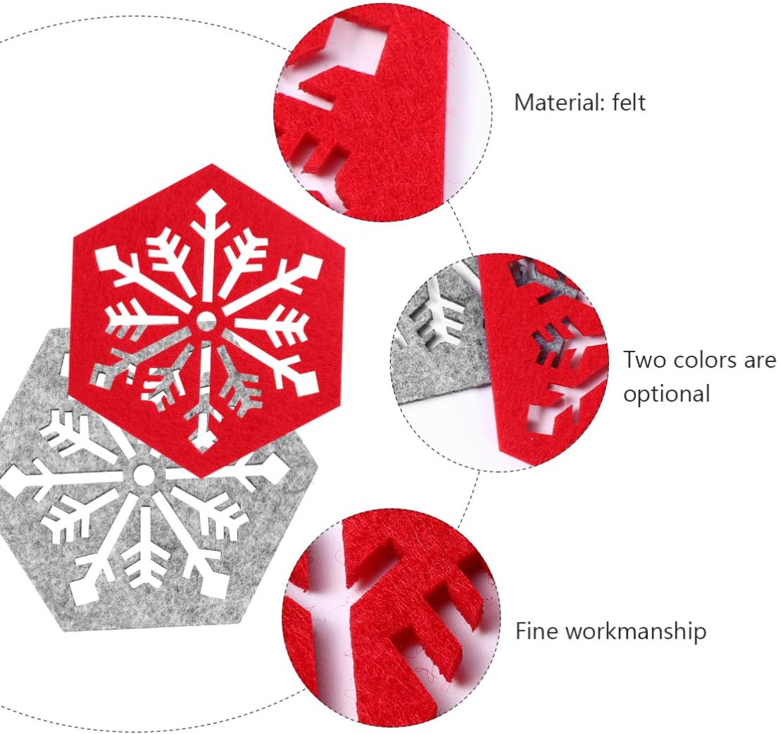 Hemoton 14pcs Snowflake Coasters Felt Drink Wine Coffee Cup Coaster Christmas Tableware Mat Insulation for Winter Xmas Holiday Supplies